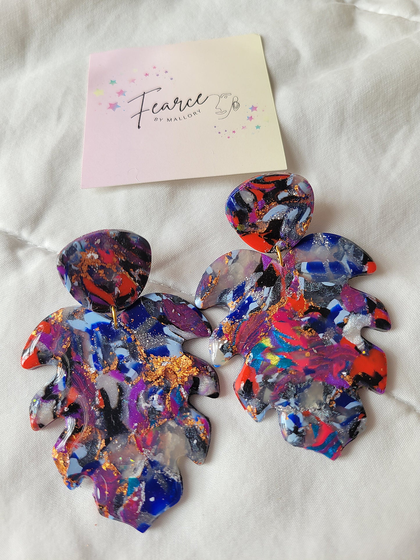 Multicolor Leaf Earrings (Large)