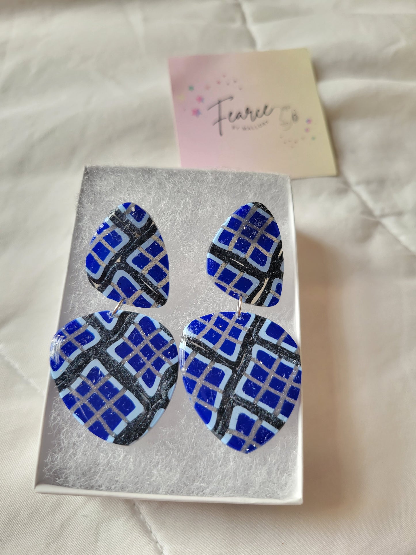 Boxy Blue Glam Earrings