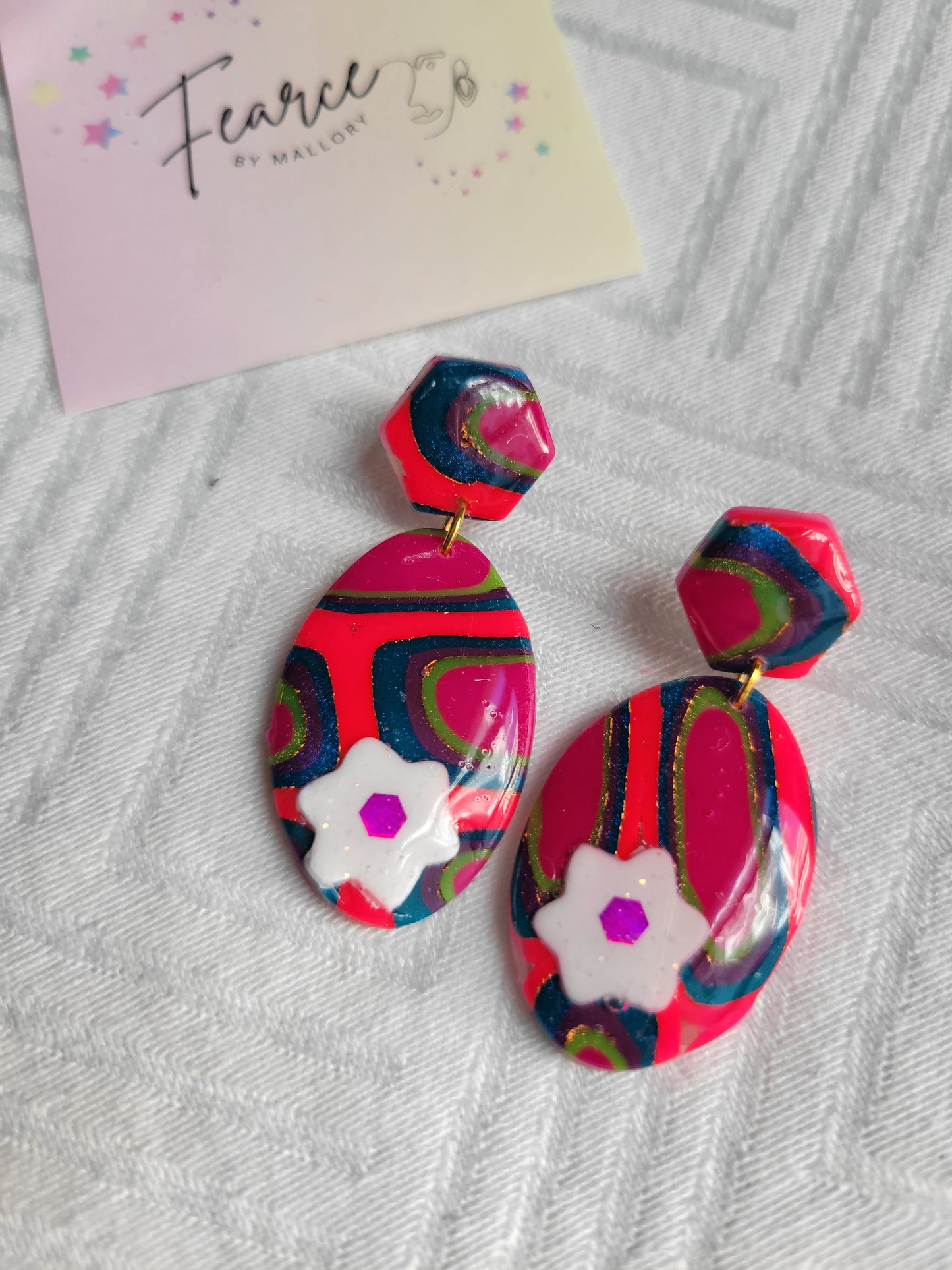 Watermelon Flower Short Earrings