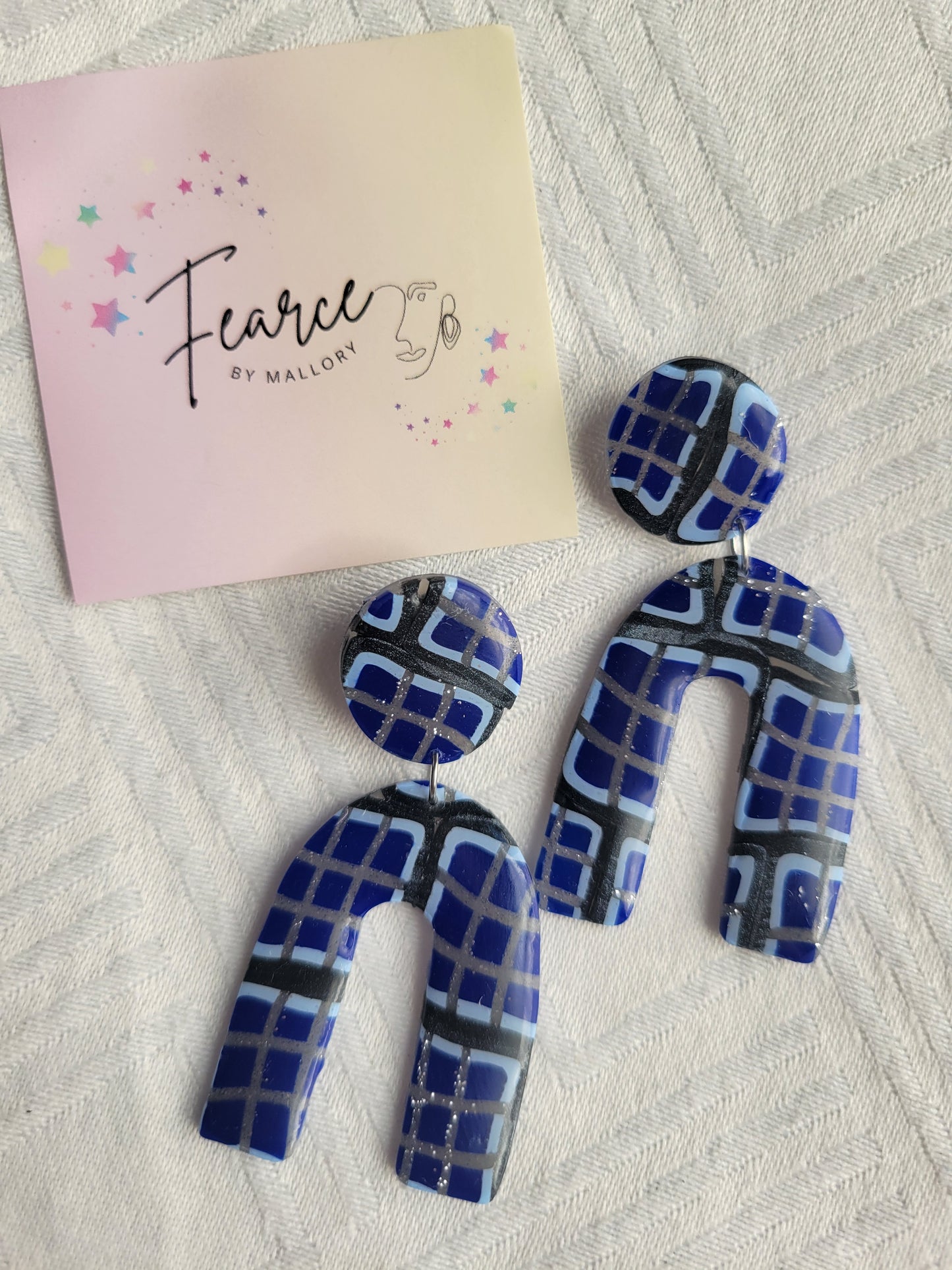Blue Boxy Earrings