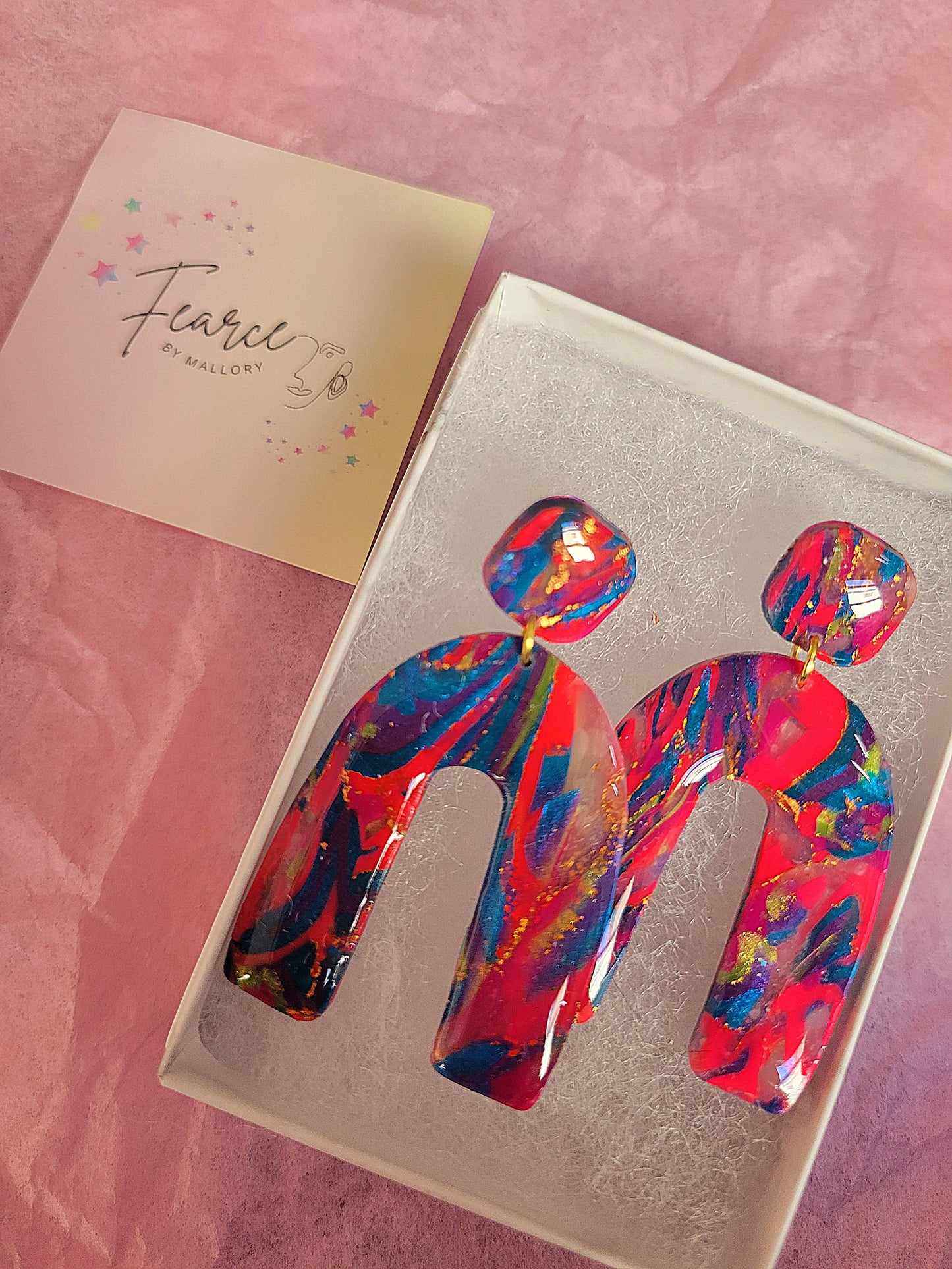 Pink Electric Earrings