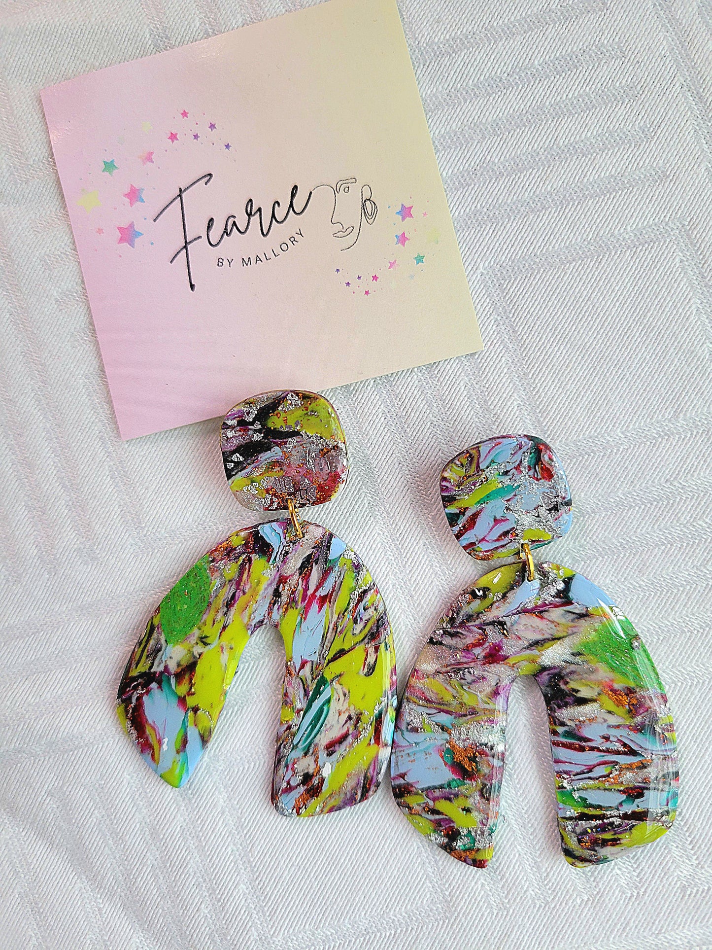 Bright Green Glam Earrings
