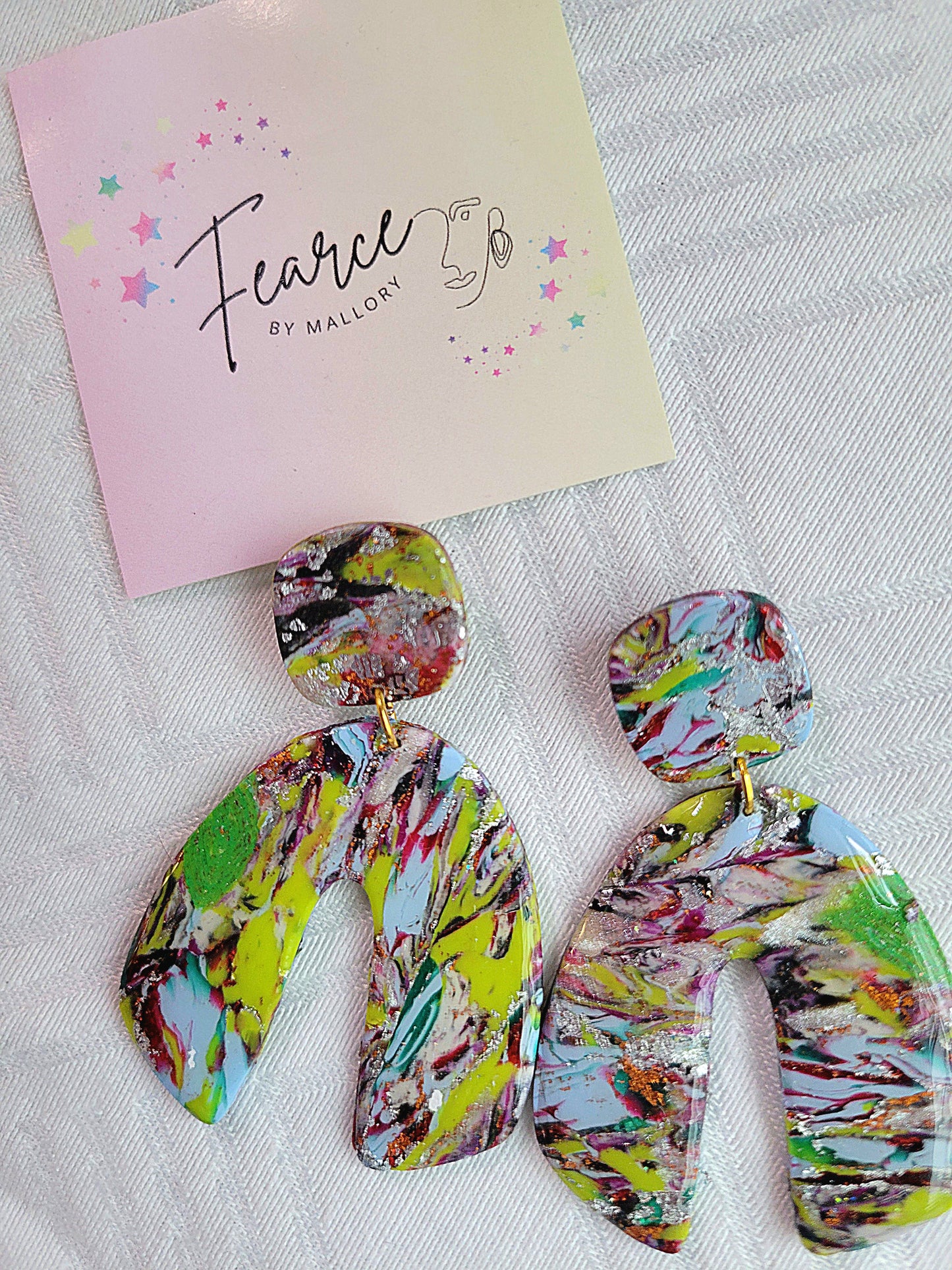 Bright Green Glam Earrings