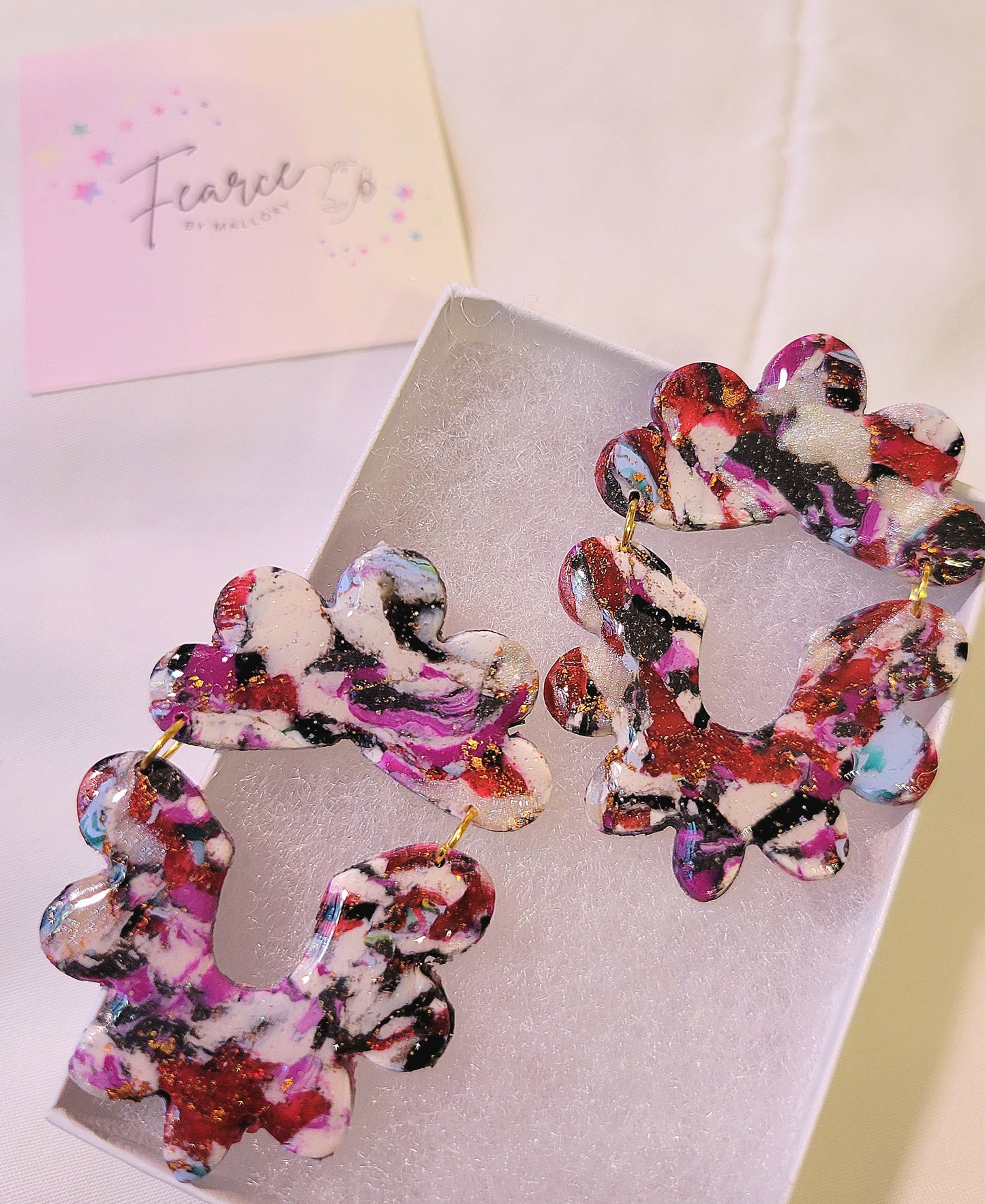Pink Flame Frame Earrings