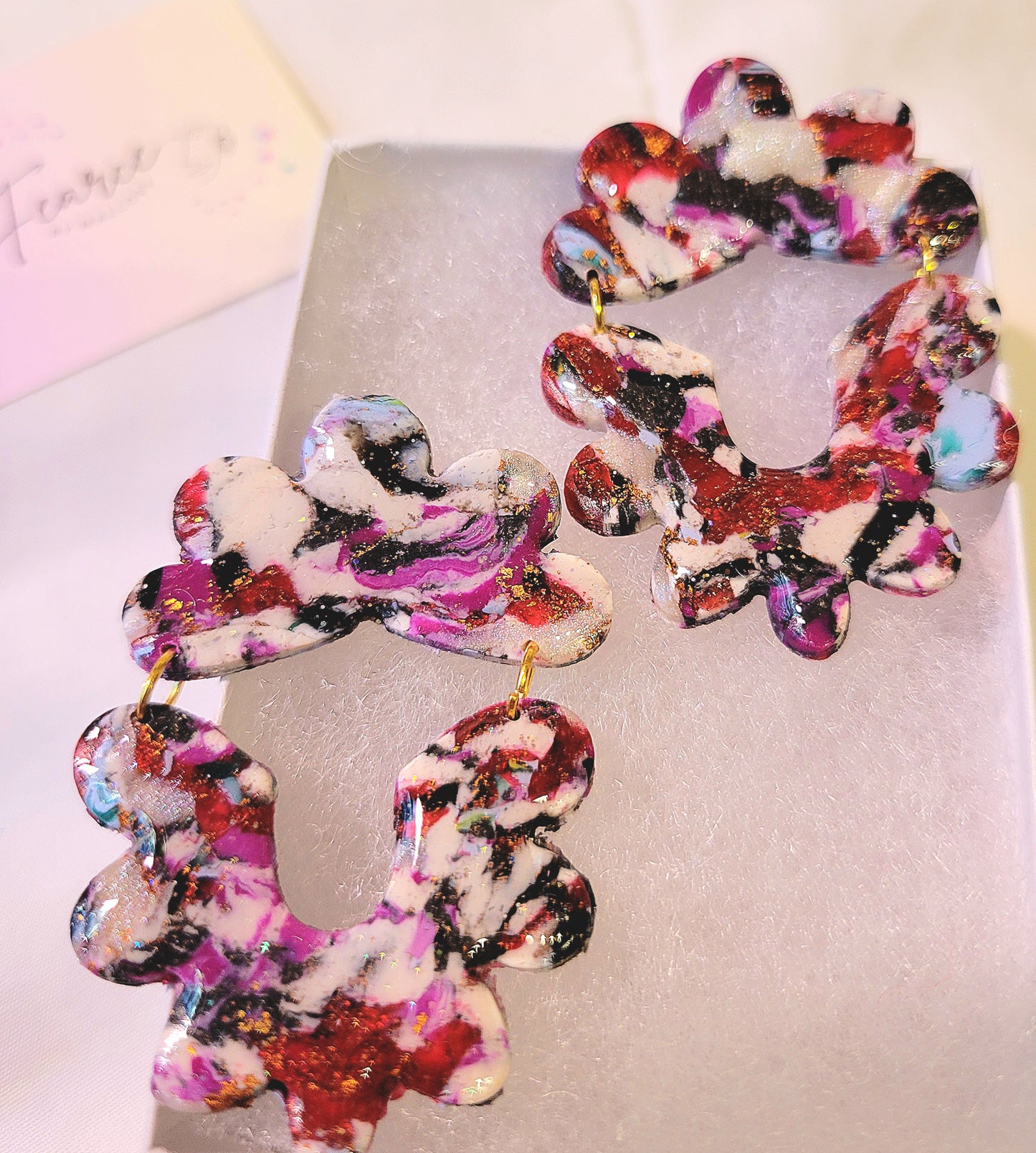 Pink Flame Frame Earrings