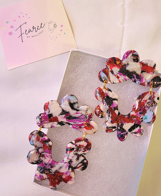Pink Flame Frame Earrings