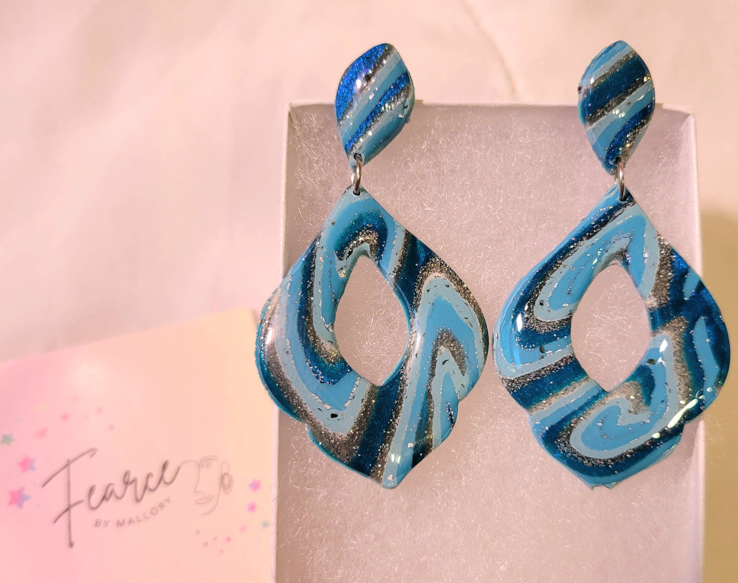 Blue Sparkle Swirl Earrings