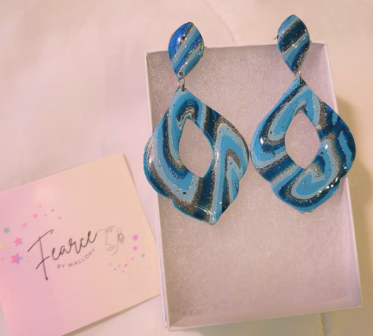 Blue Sparkle Swirl Earrings