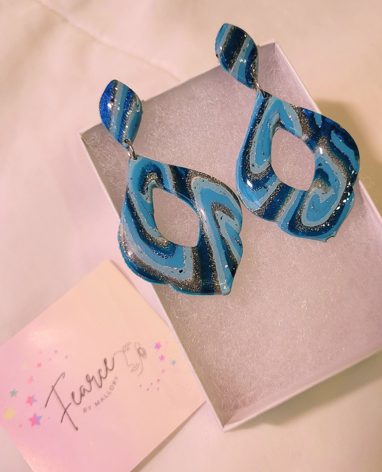 Blue Sparkle Swirl Earrings