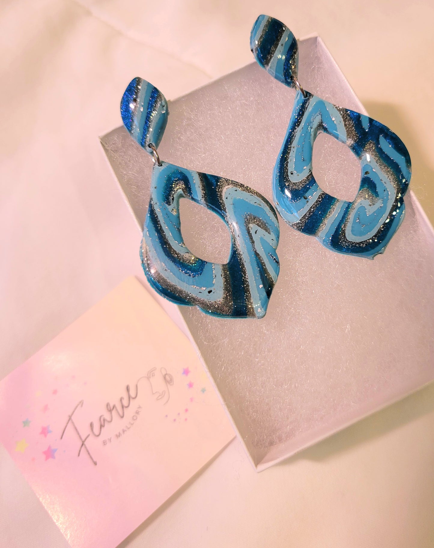 Blue Sparkle Swirl Earrings