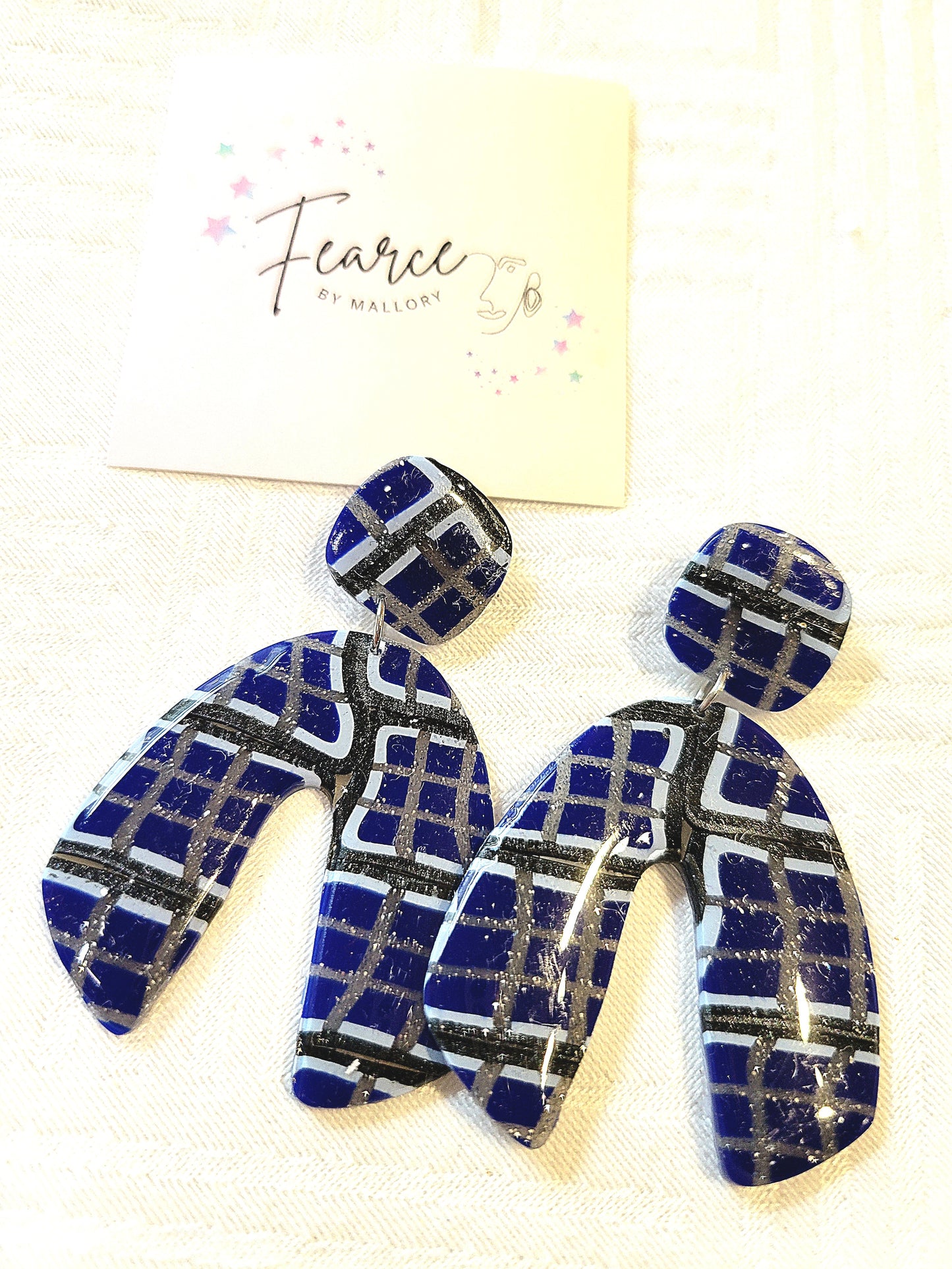 Blue Plaid Earrings