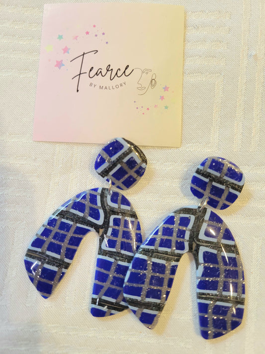 Blue Plaid Earrings