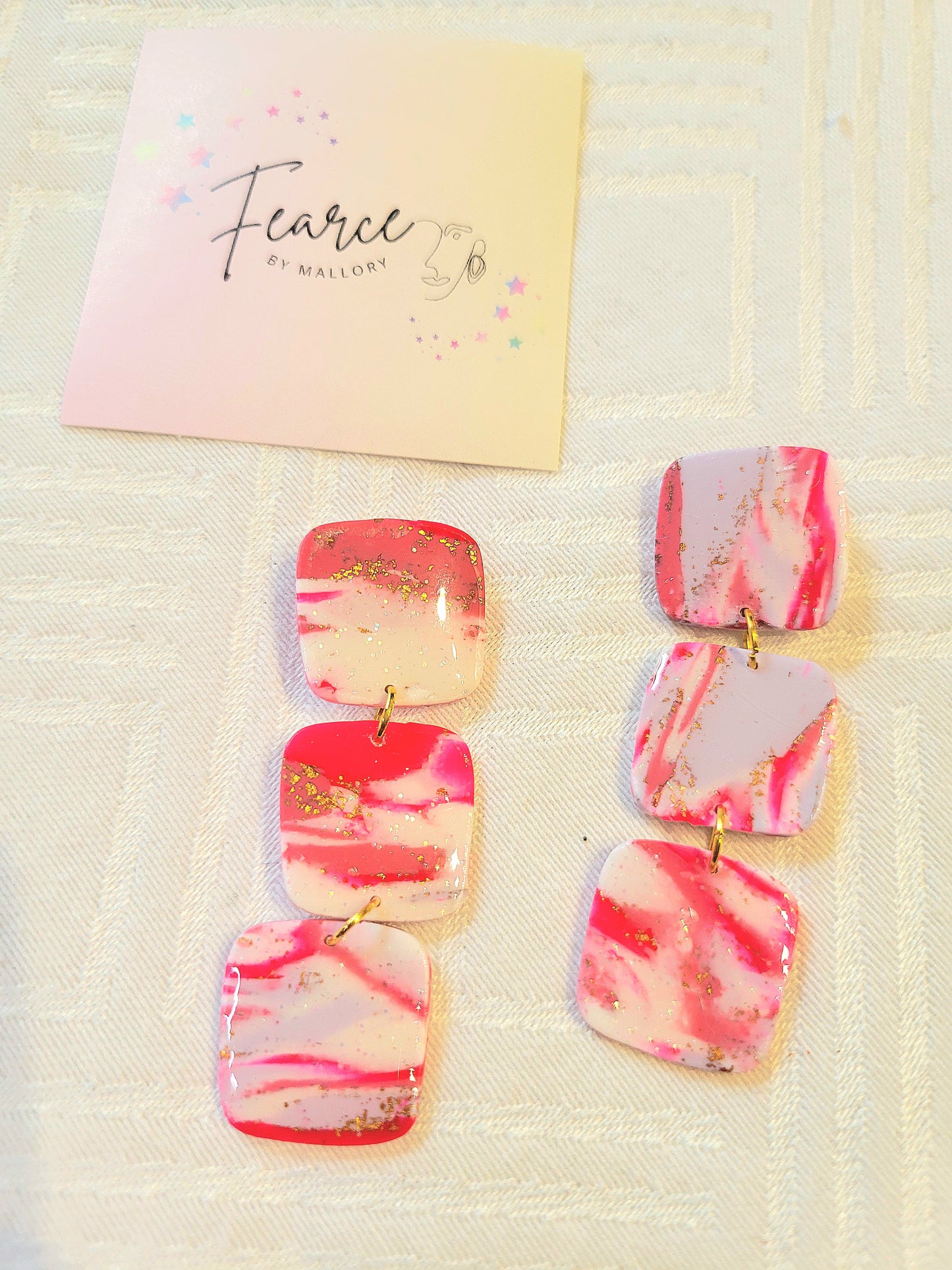 Pink Square Dangles