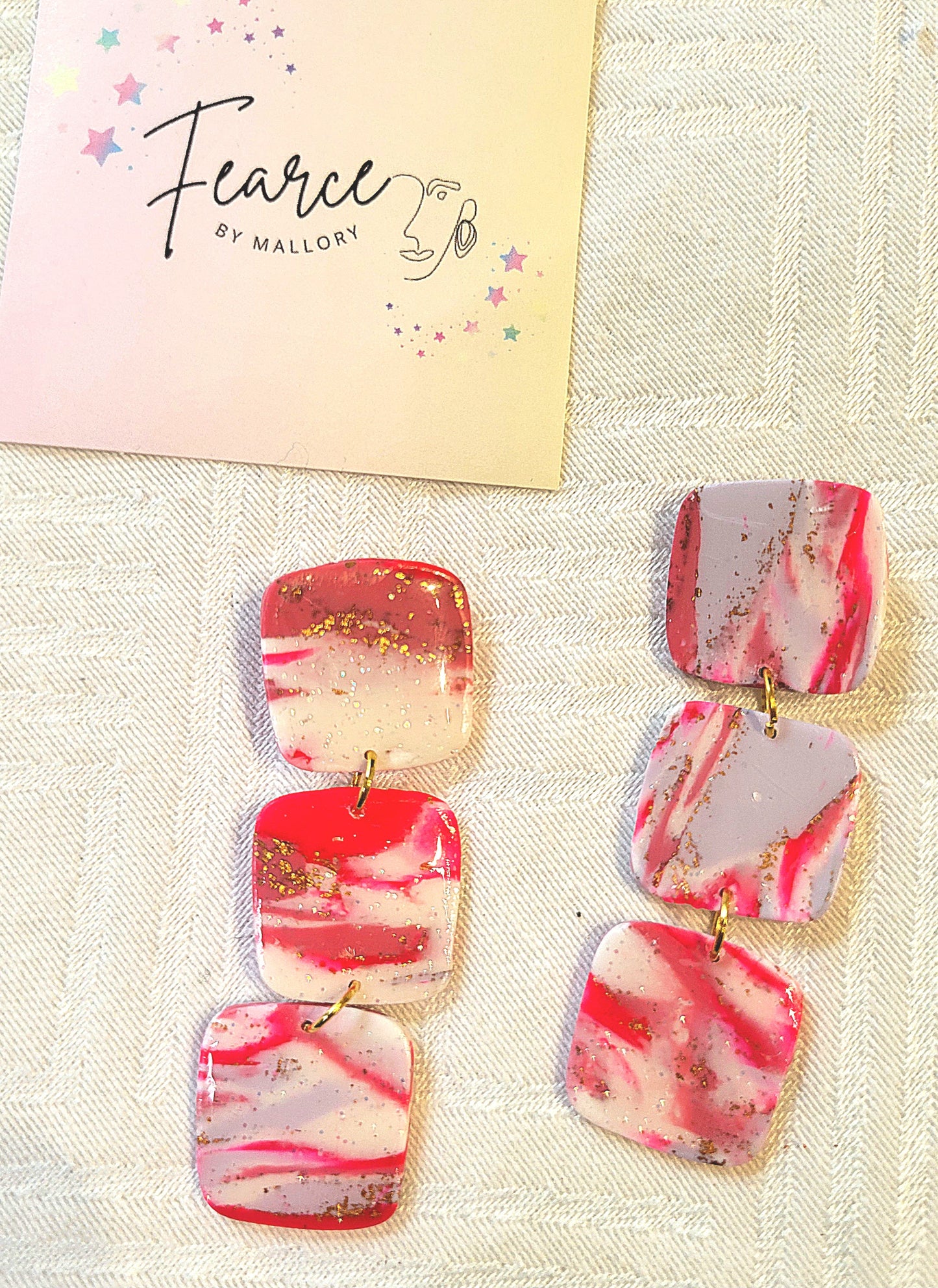 Pink Square Dangles