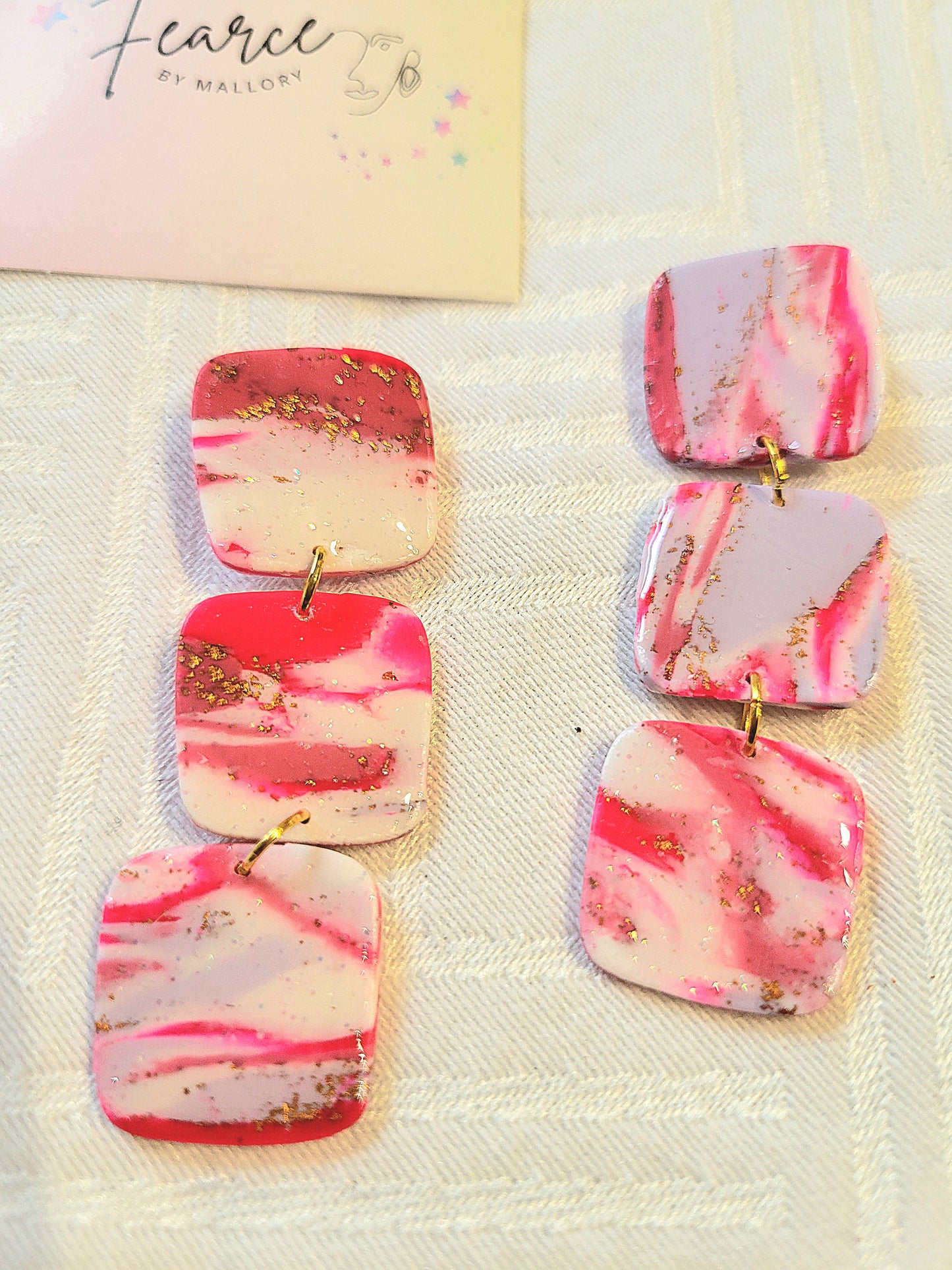 Pink Square Dangles