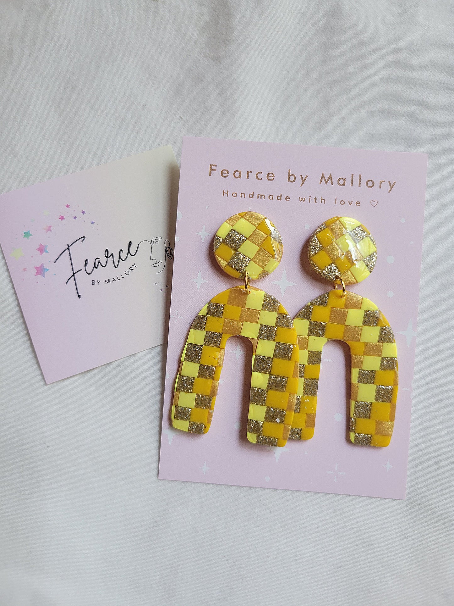Checkered Yellow Earrings