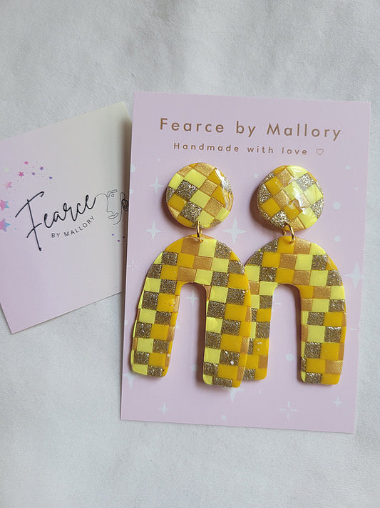 Checkered Yellow Earrings