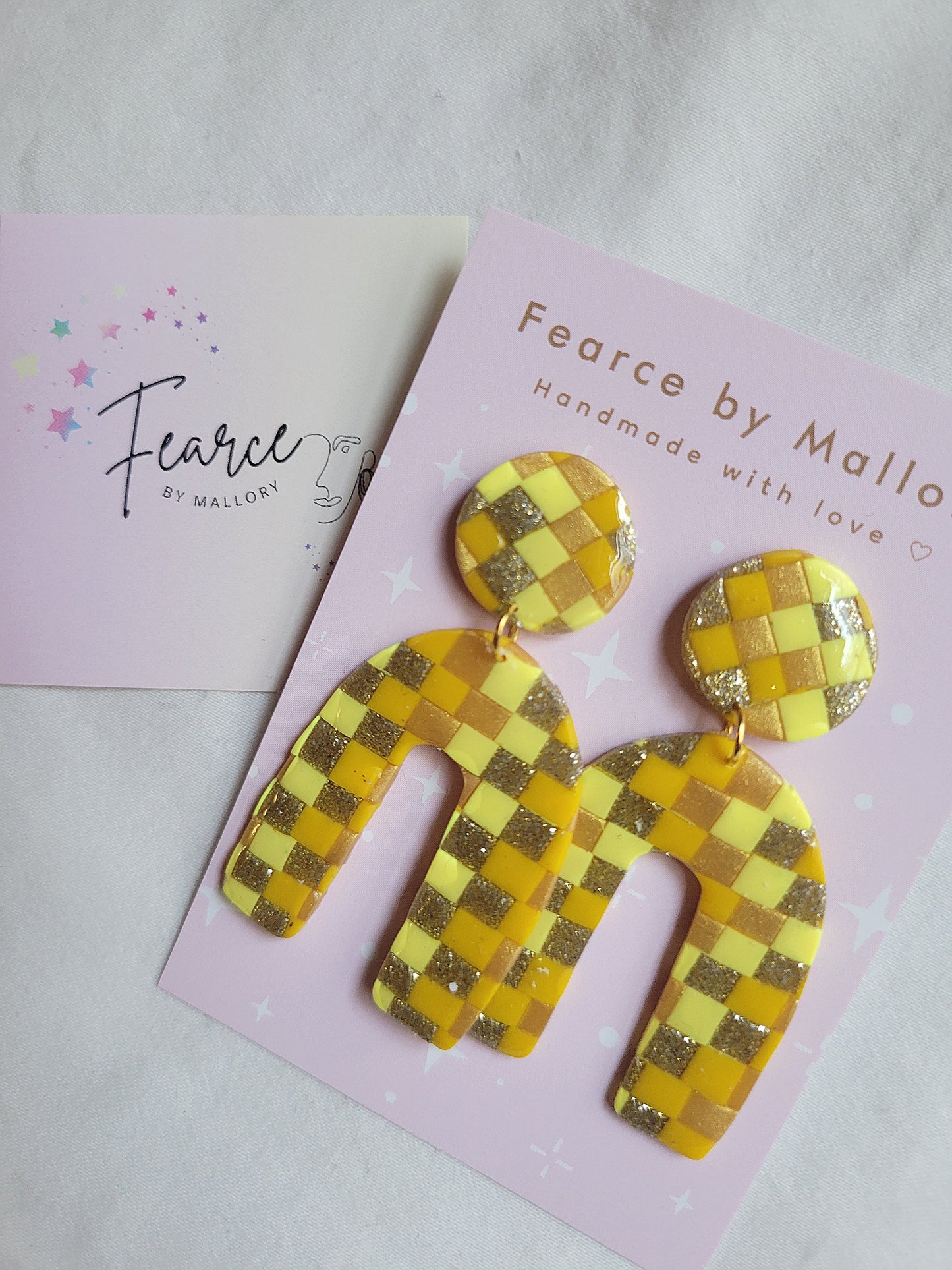 Checkered Yellow Earrings