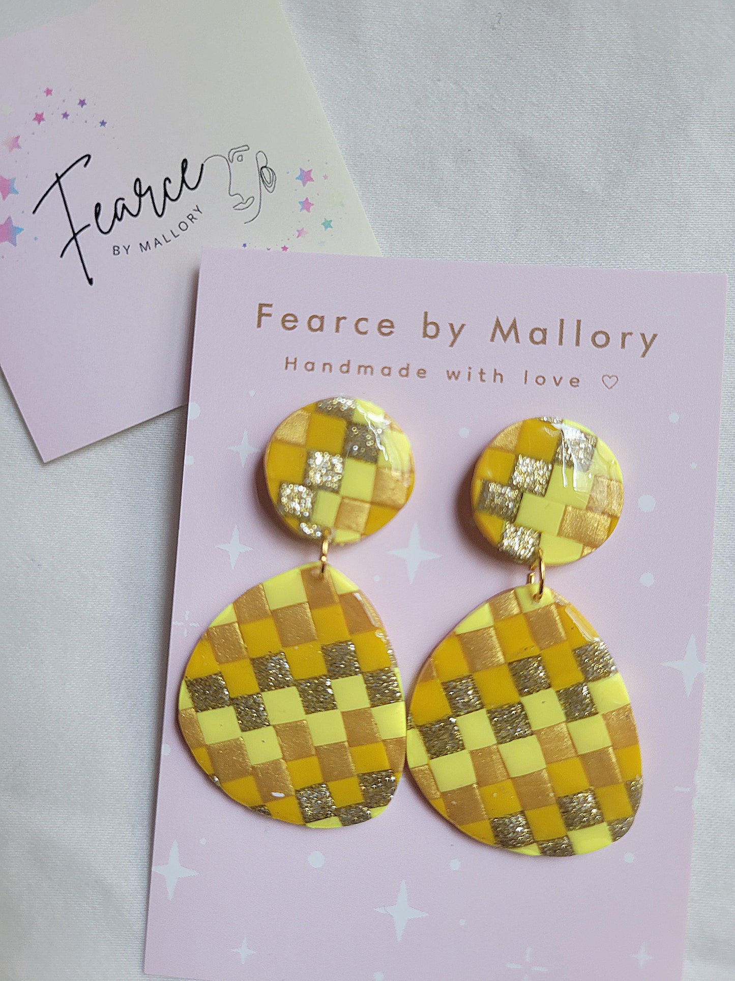 Checkered Yellow Dangles