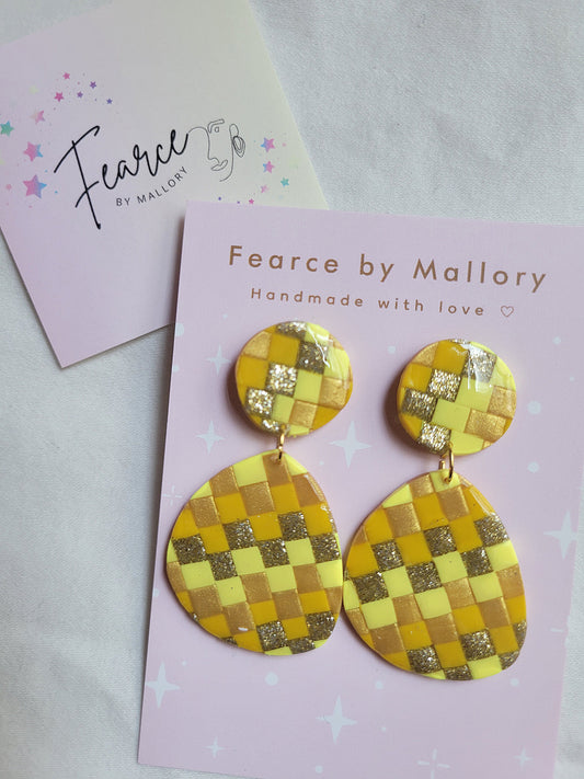 Checkered Yellow Dangles