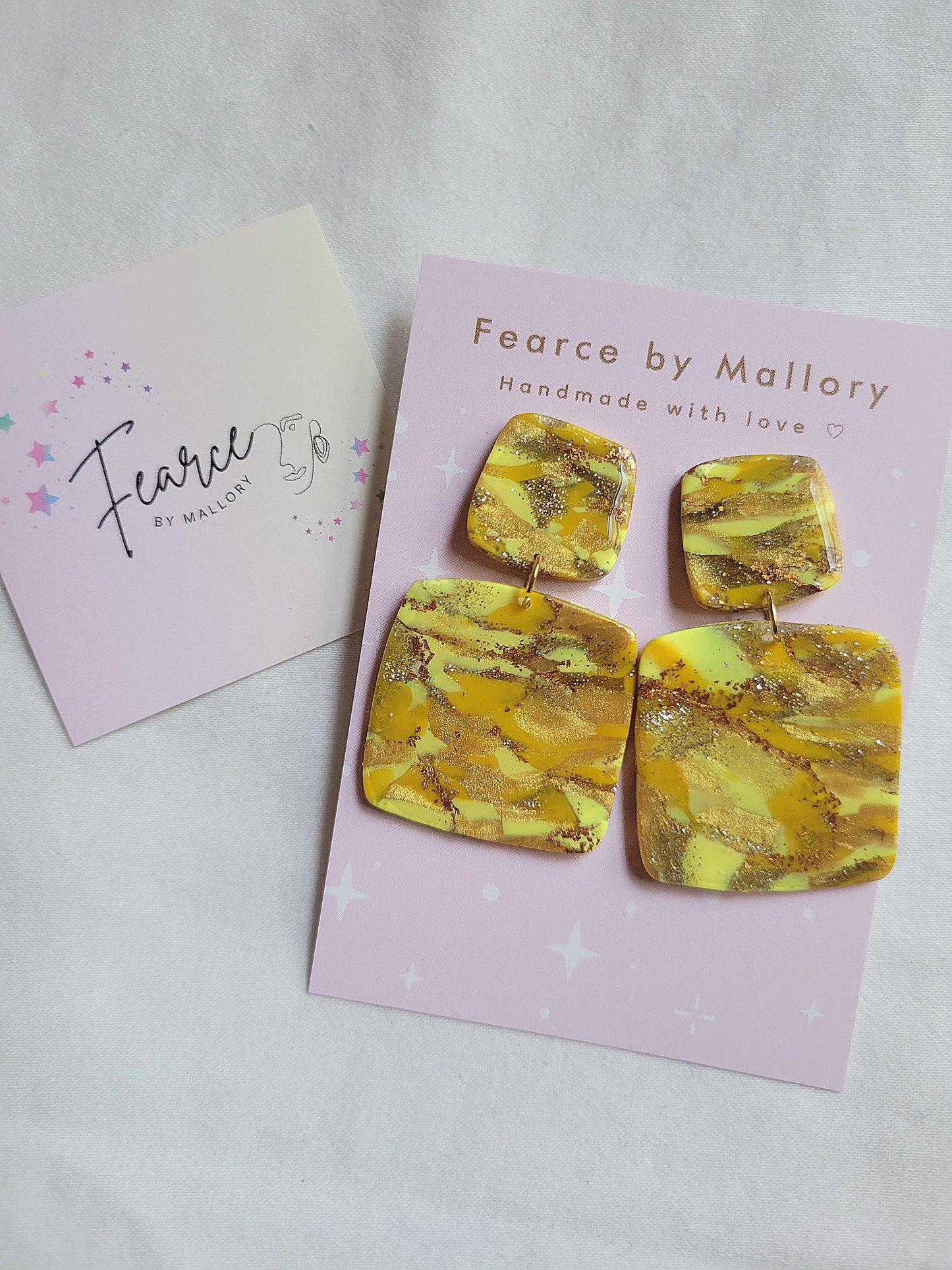 Golden Sunshine Square Earrings
