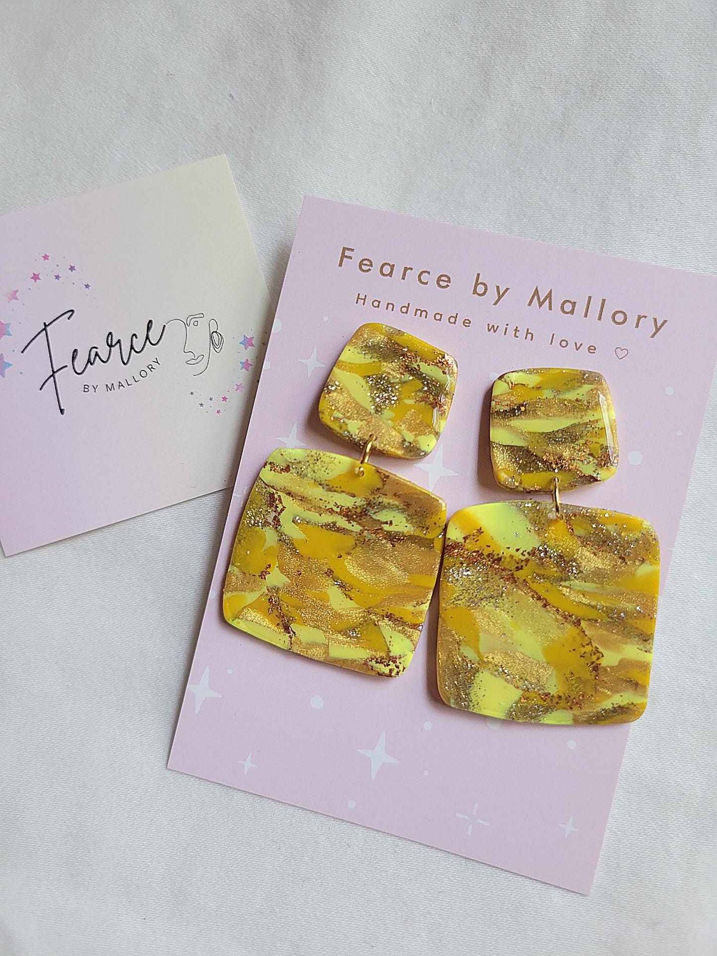 Golden Sunshine Square Earrings