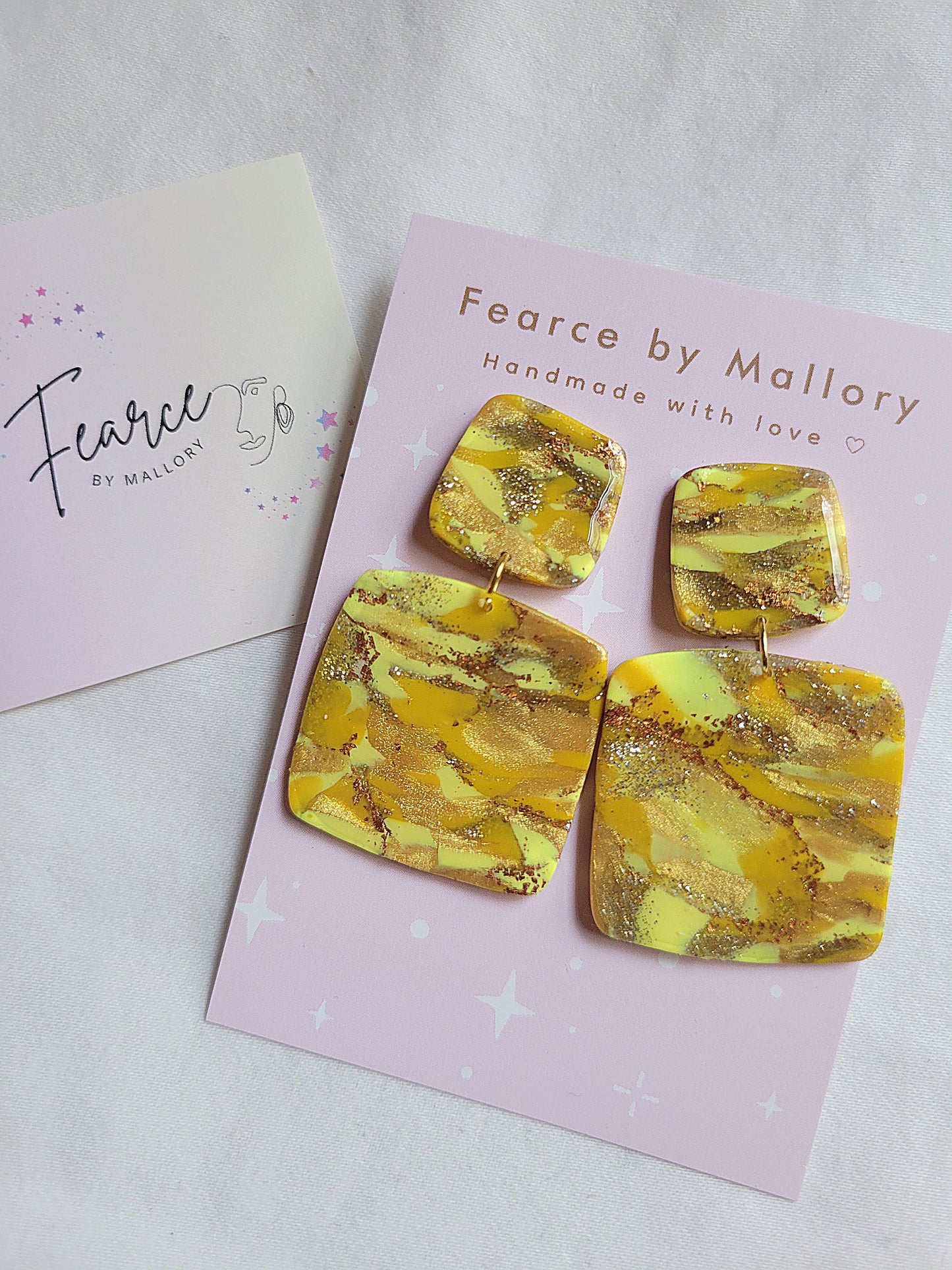 Golden Sunshine Square Earrings