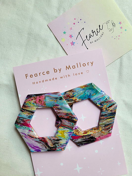 City Sunset Hexagon Earrings