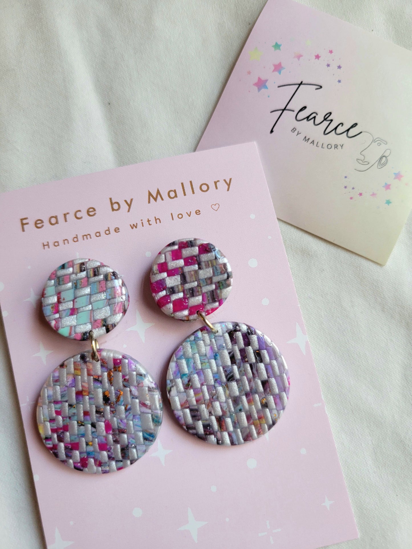 Pink Woven Earrings