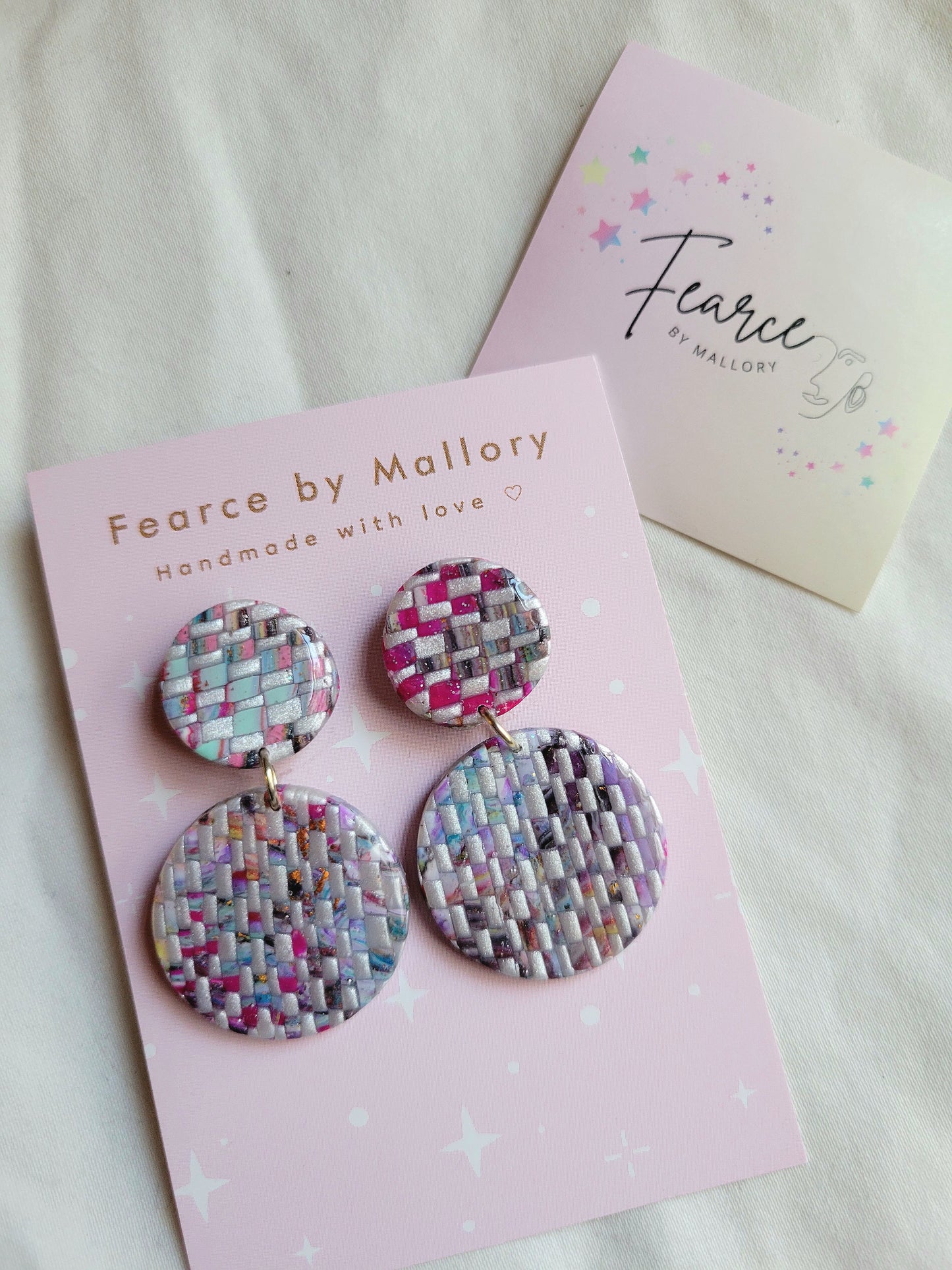 Pink Woven Earrings