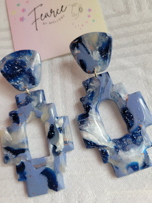 Blue Tetris Earrings
