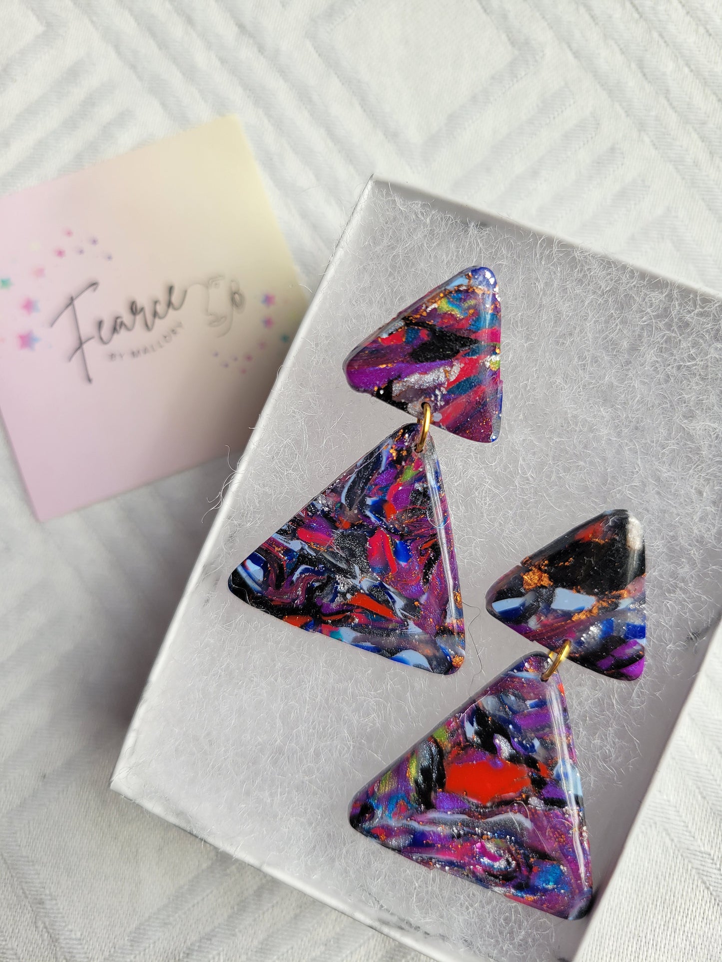 Purple Triangle Earrings