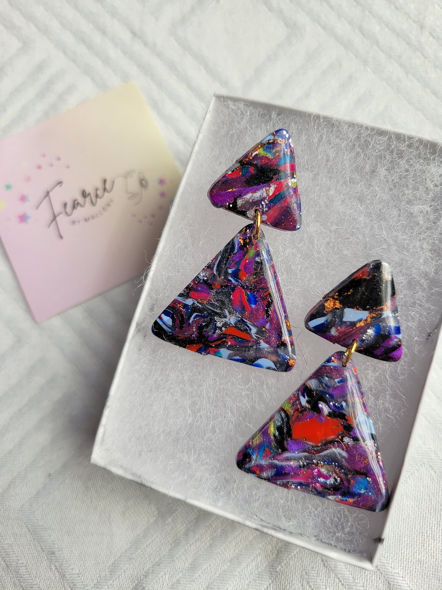 Purple Triangle Earrings