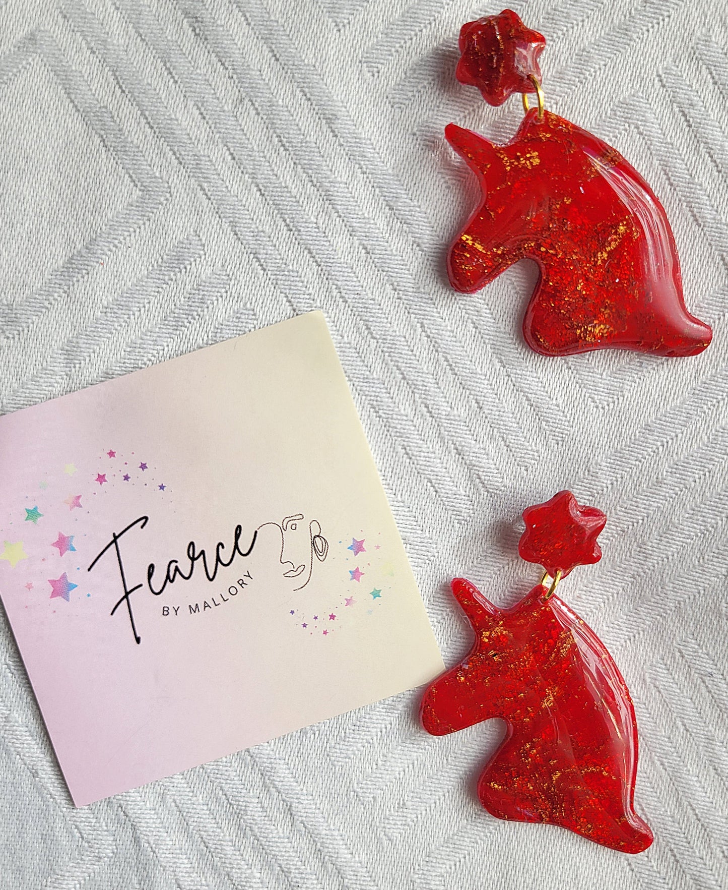 Red Unicorn Earrings