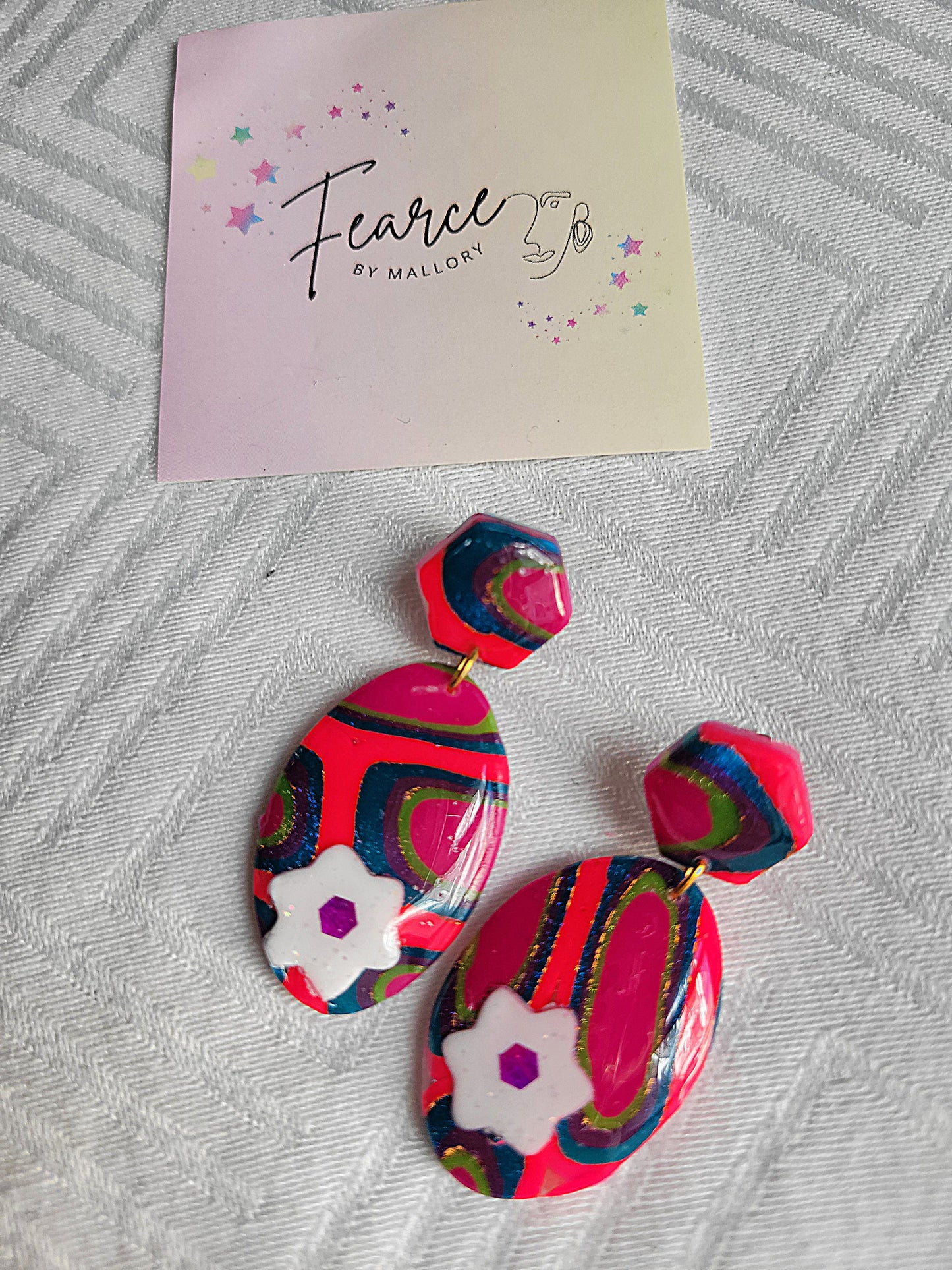 Watermelon Flower Short Earrings