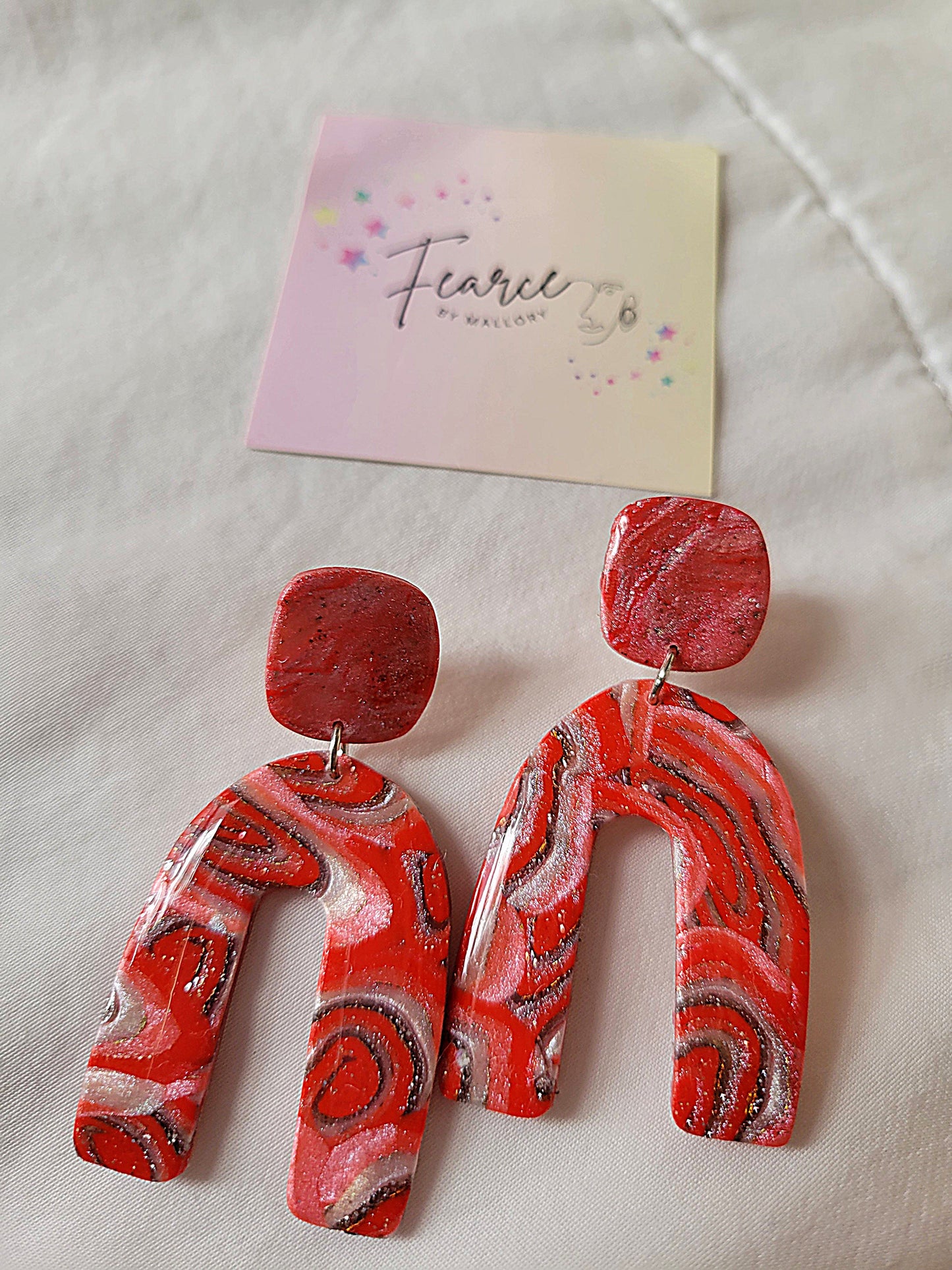 Red Swirl Earrings