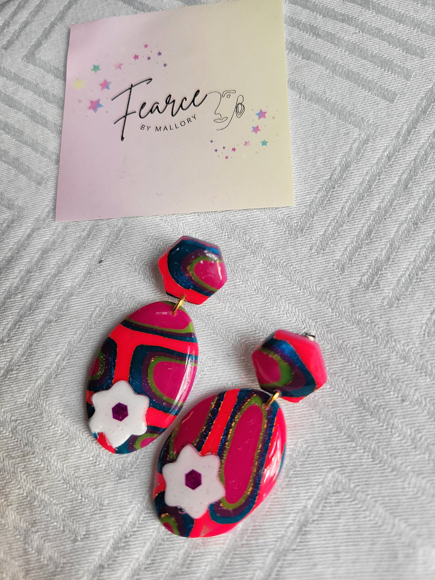 Watermelon Flower Short Earrings