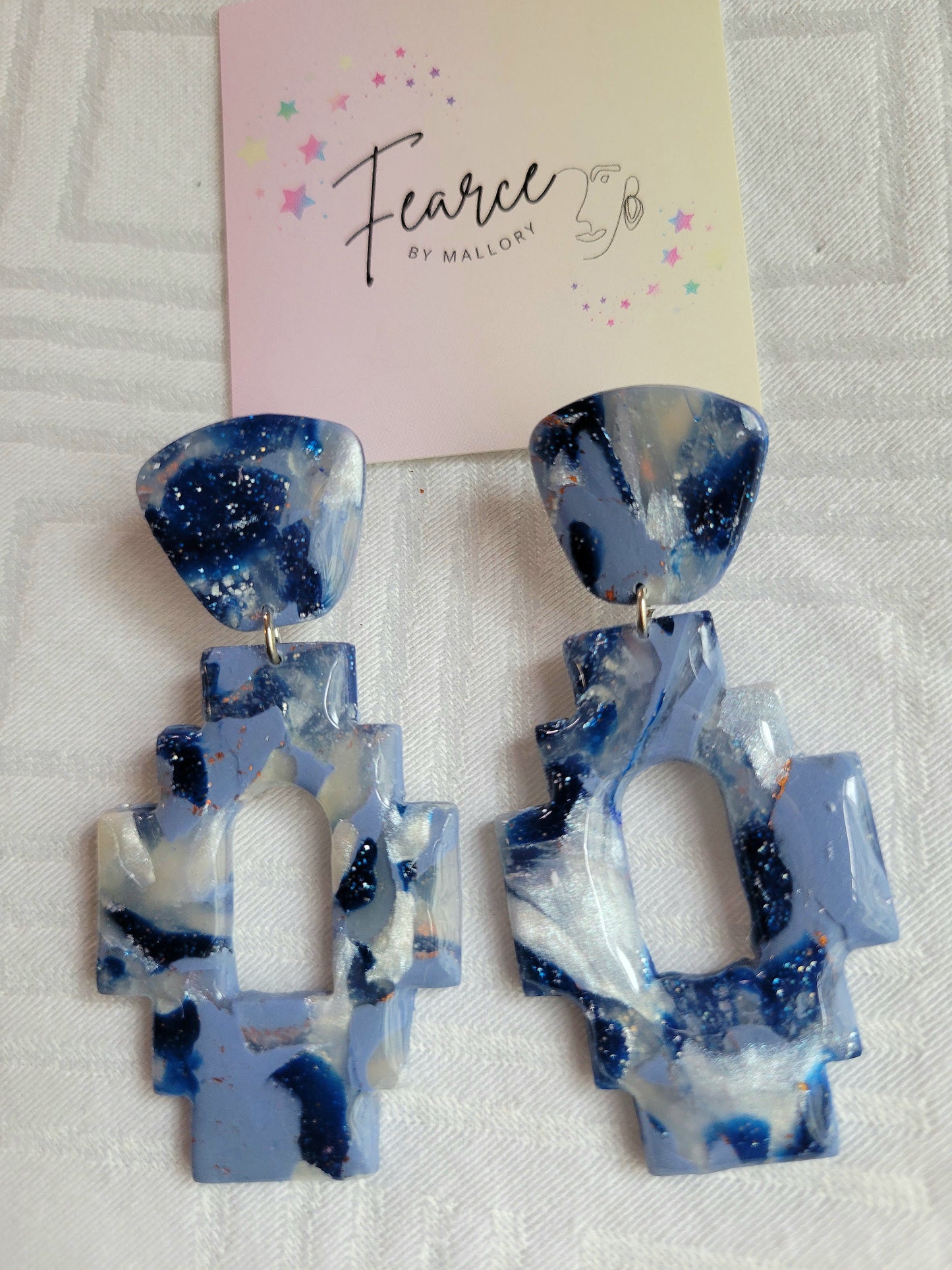 Blue Tetris Earrings