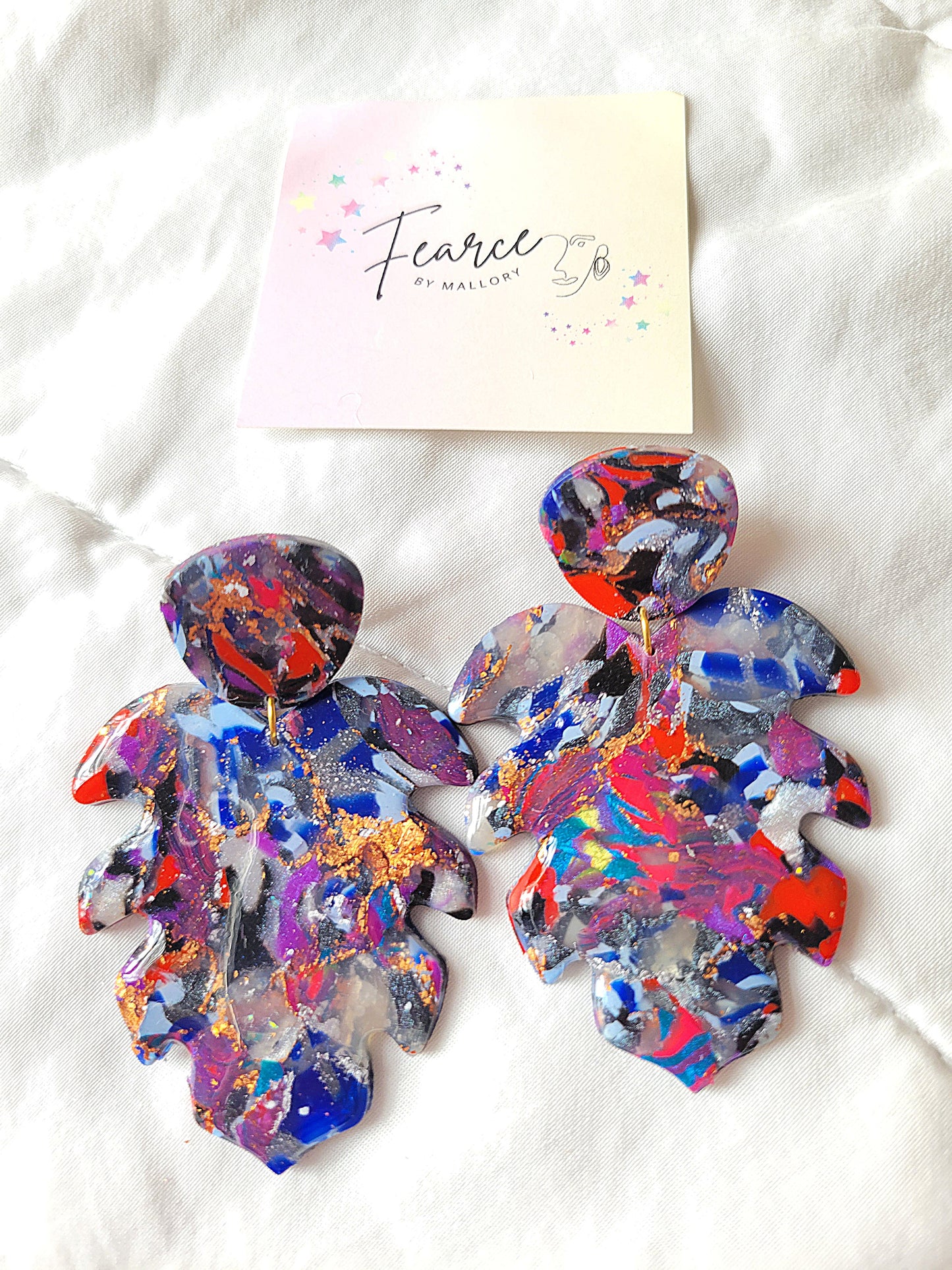 Multicolor Leaf Earrings (Large)