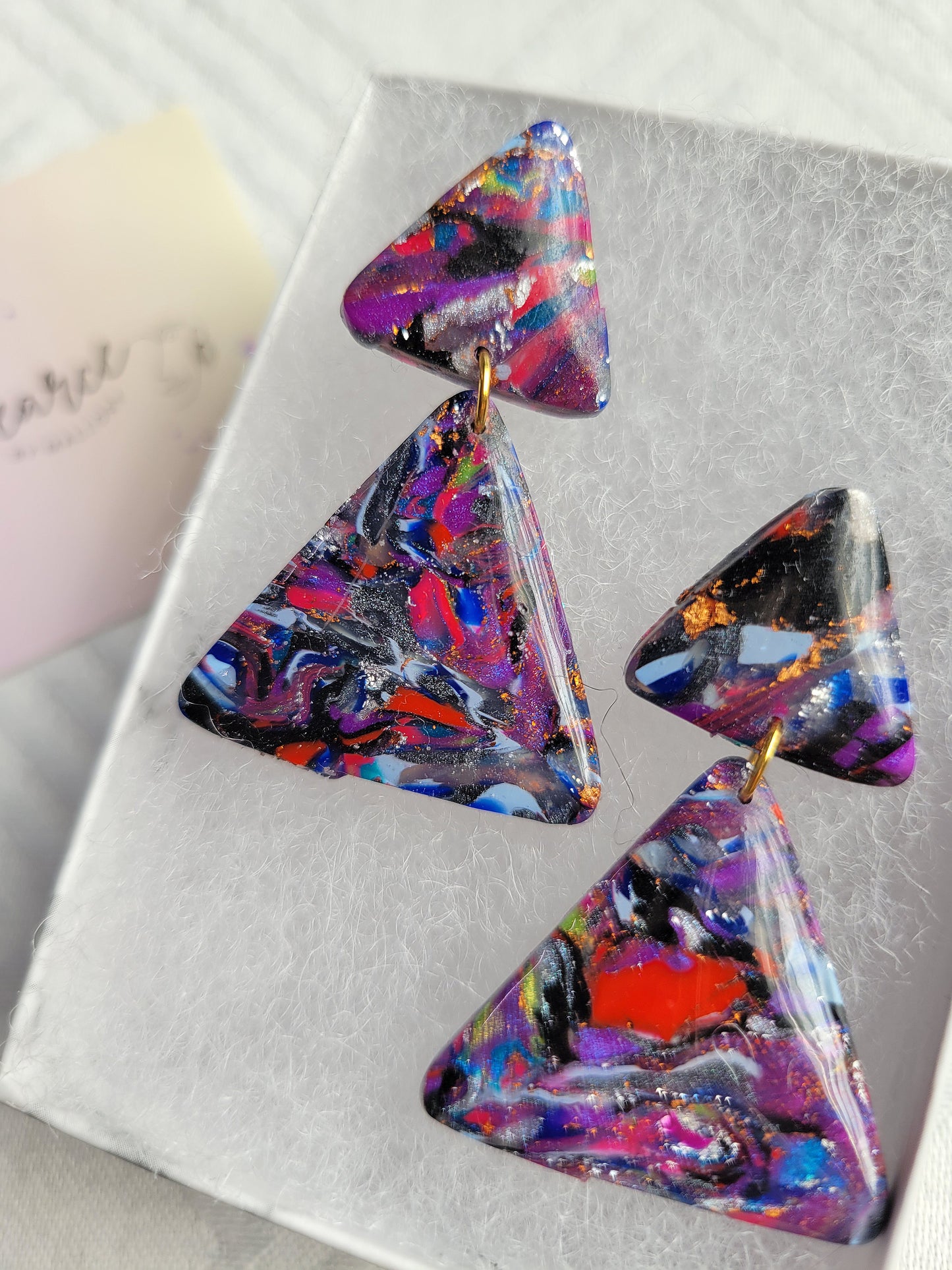 Purple Triangle Earrings