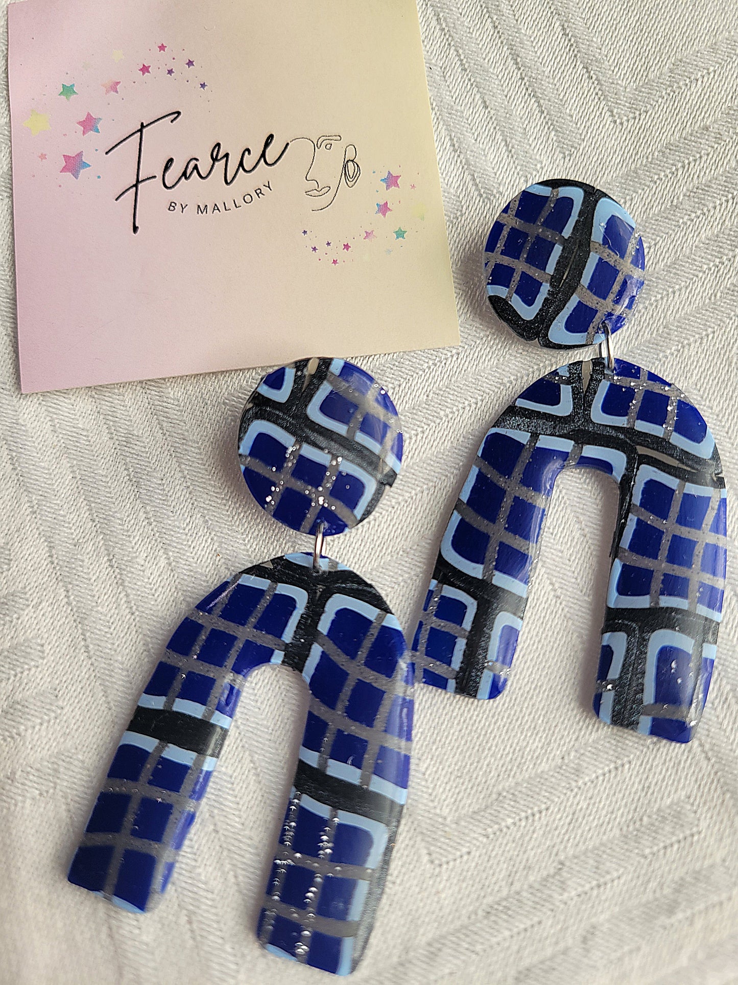 Blue Boxy Earrings