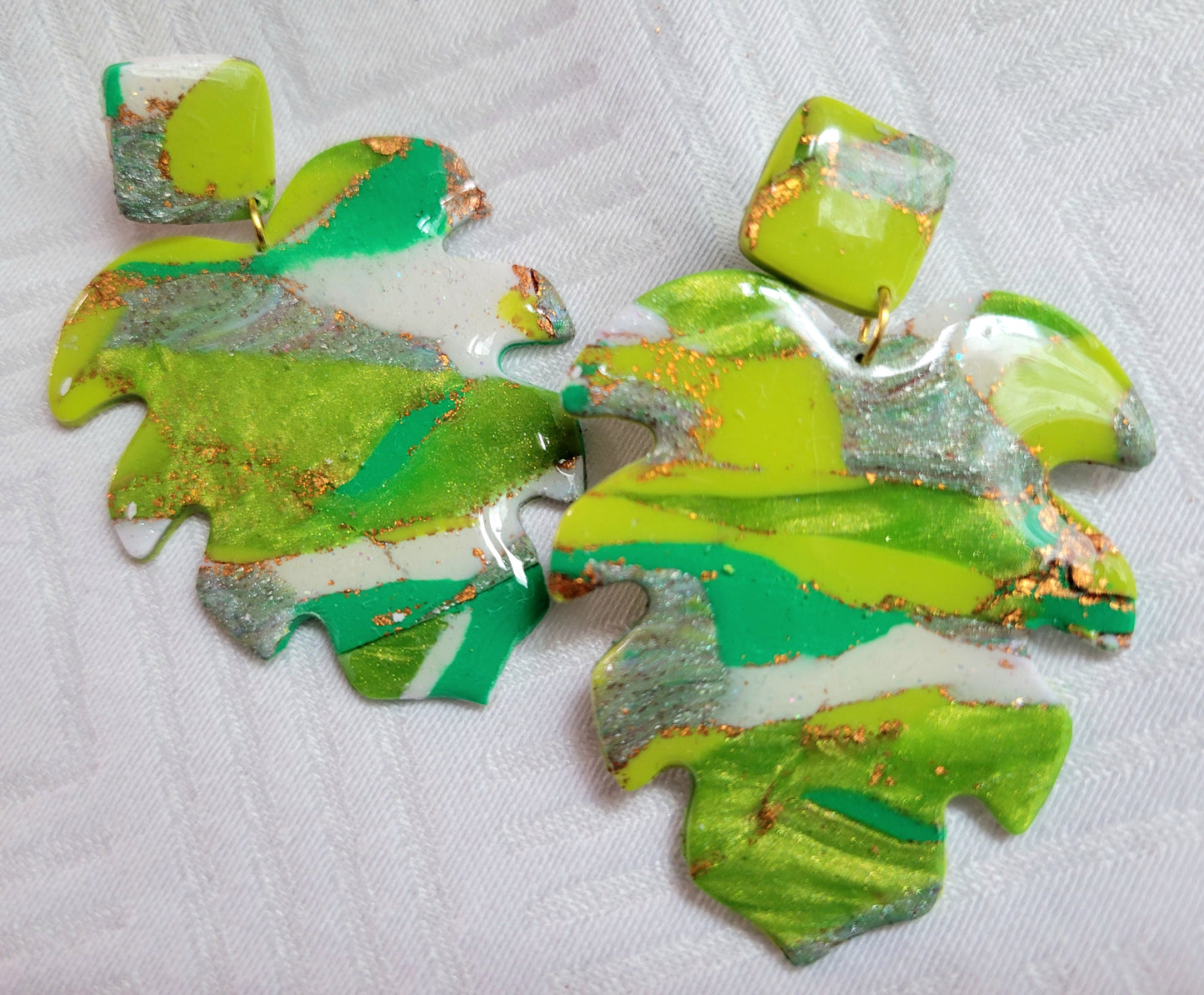 Green Leaf Earrings