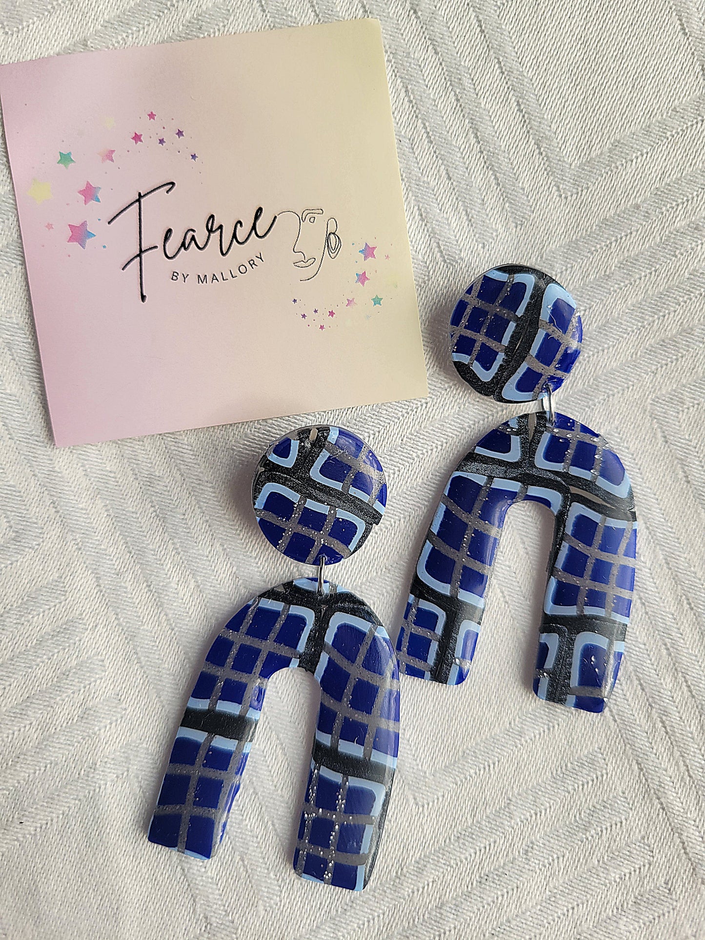 Blue Boxy Earrings