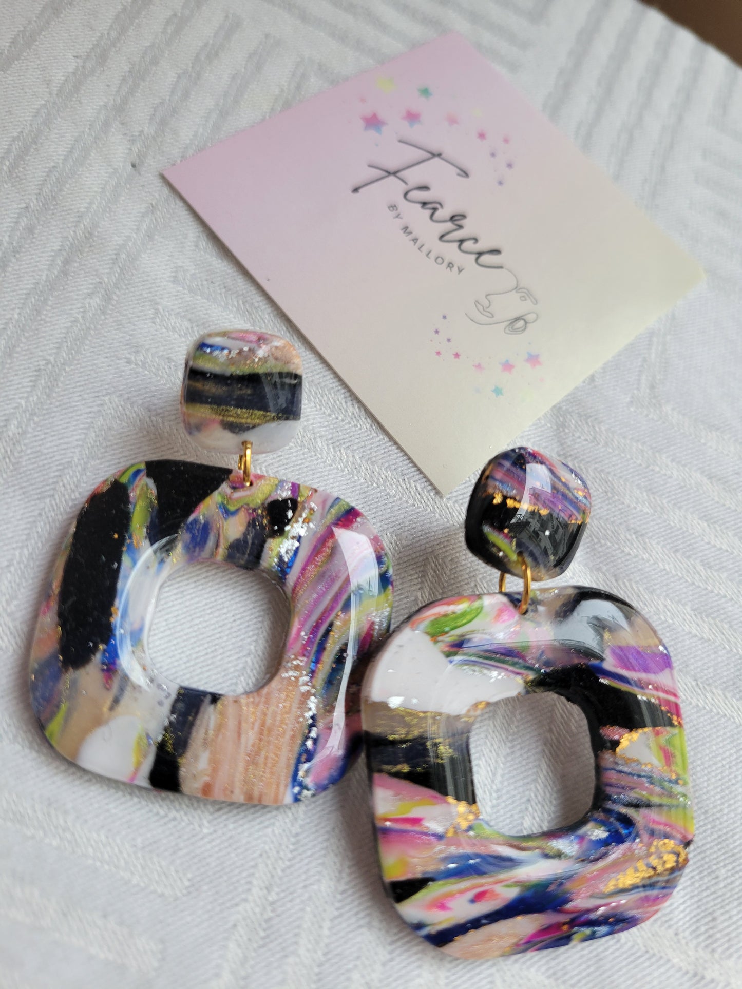 Multicolor Square Earrings
