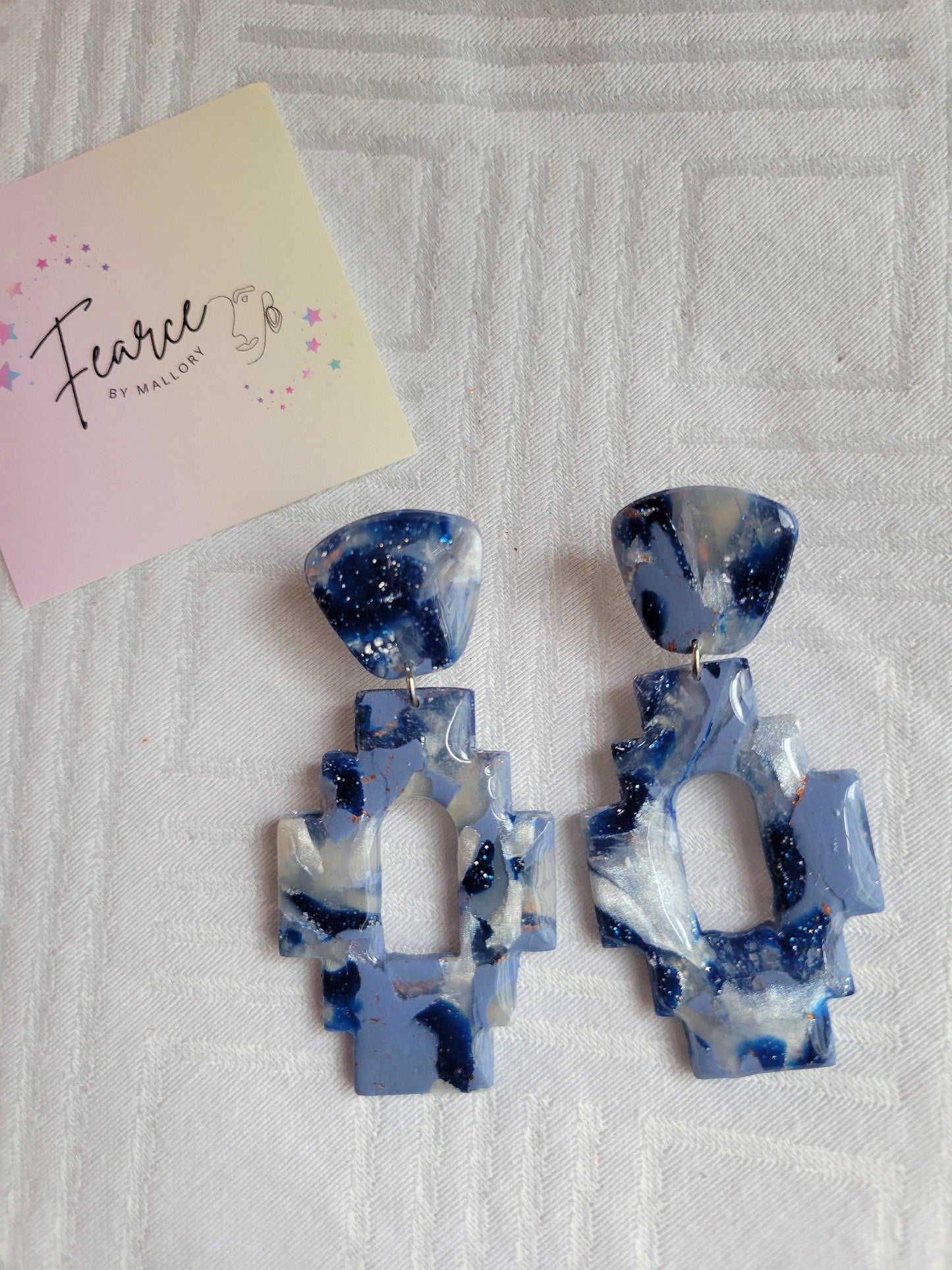 Blue Tetris Earrings