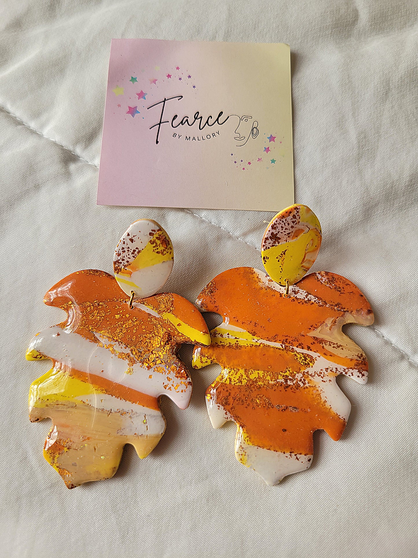 Orange Leaf Earrings (Large)