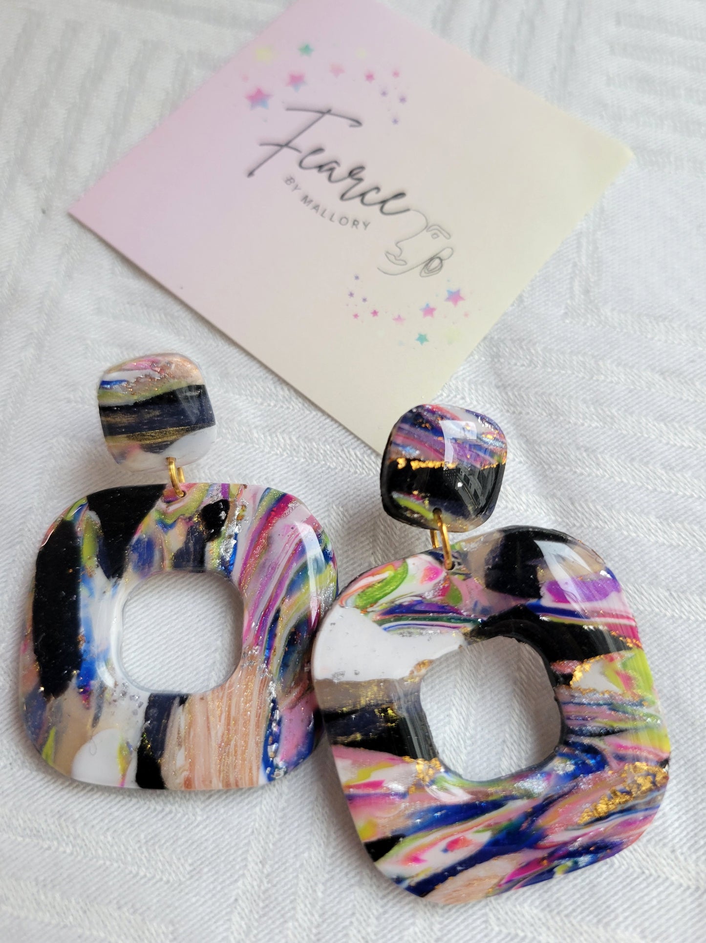 Multicolor Square Earrings