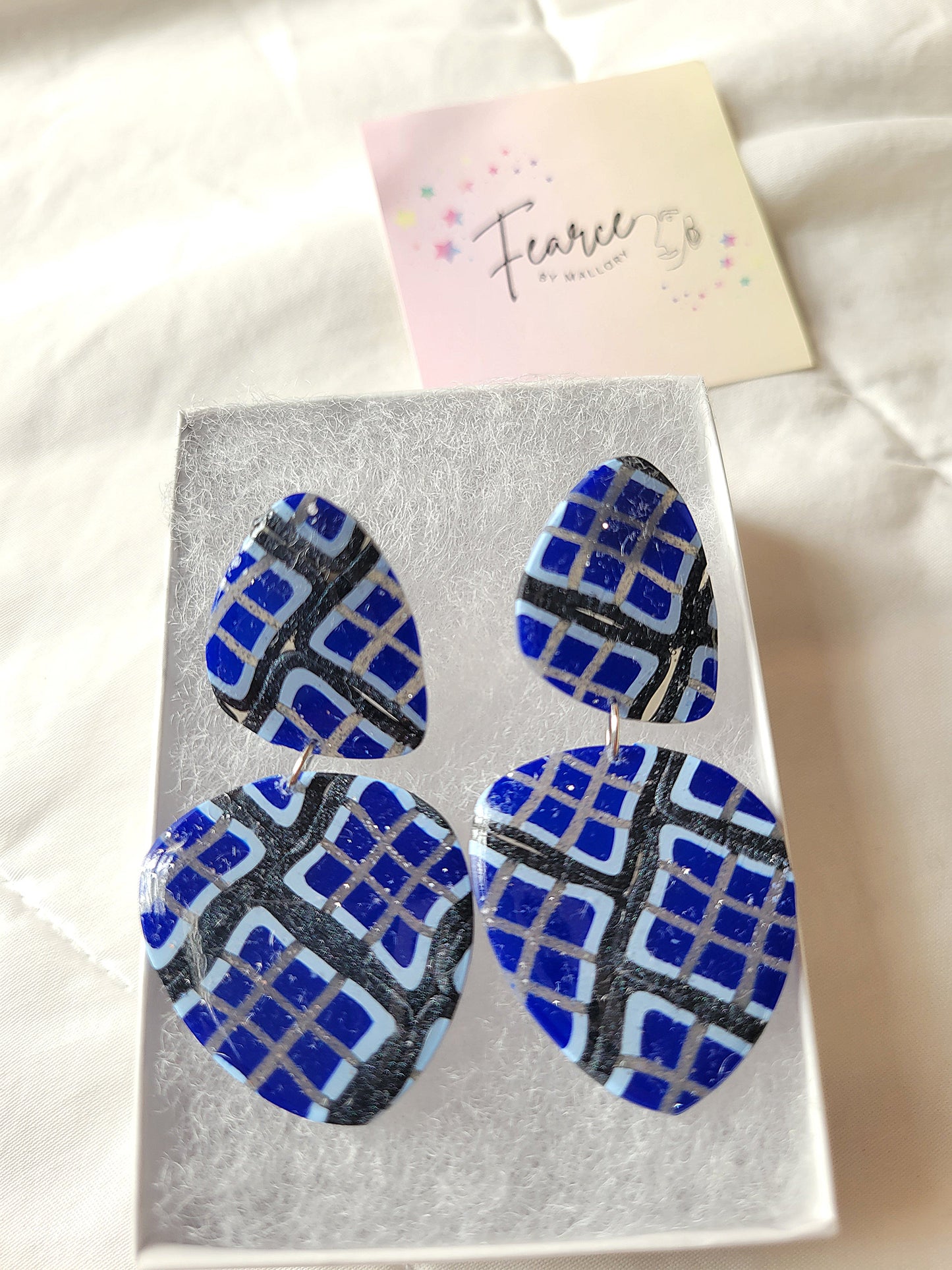 Boxy Blue Glam Earrings
