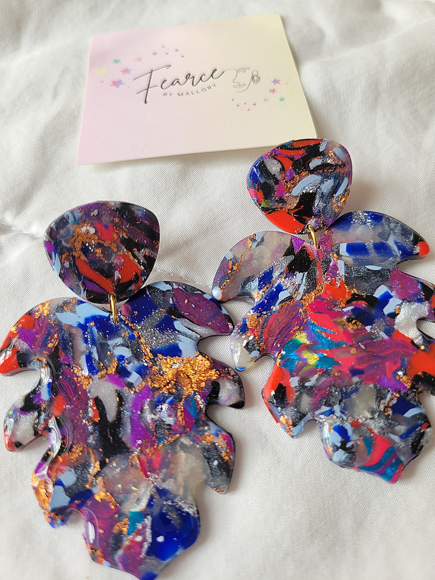 Multicolor Leaf Earrings (Large)