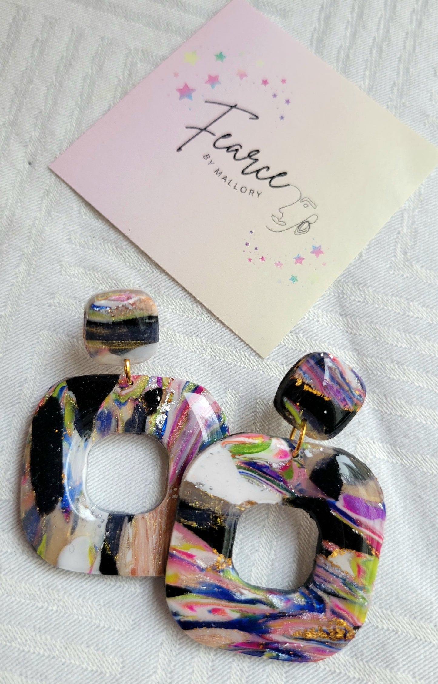 Multicolor Square Earrings